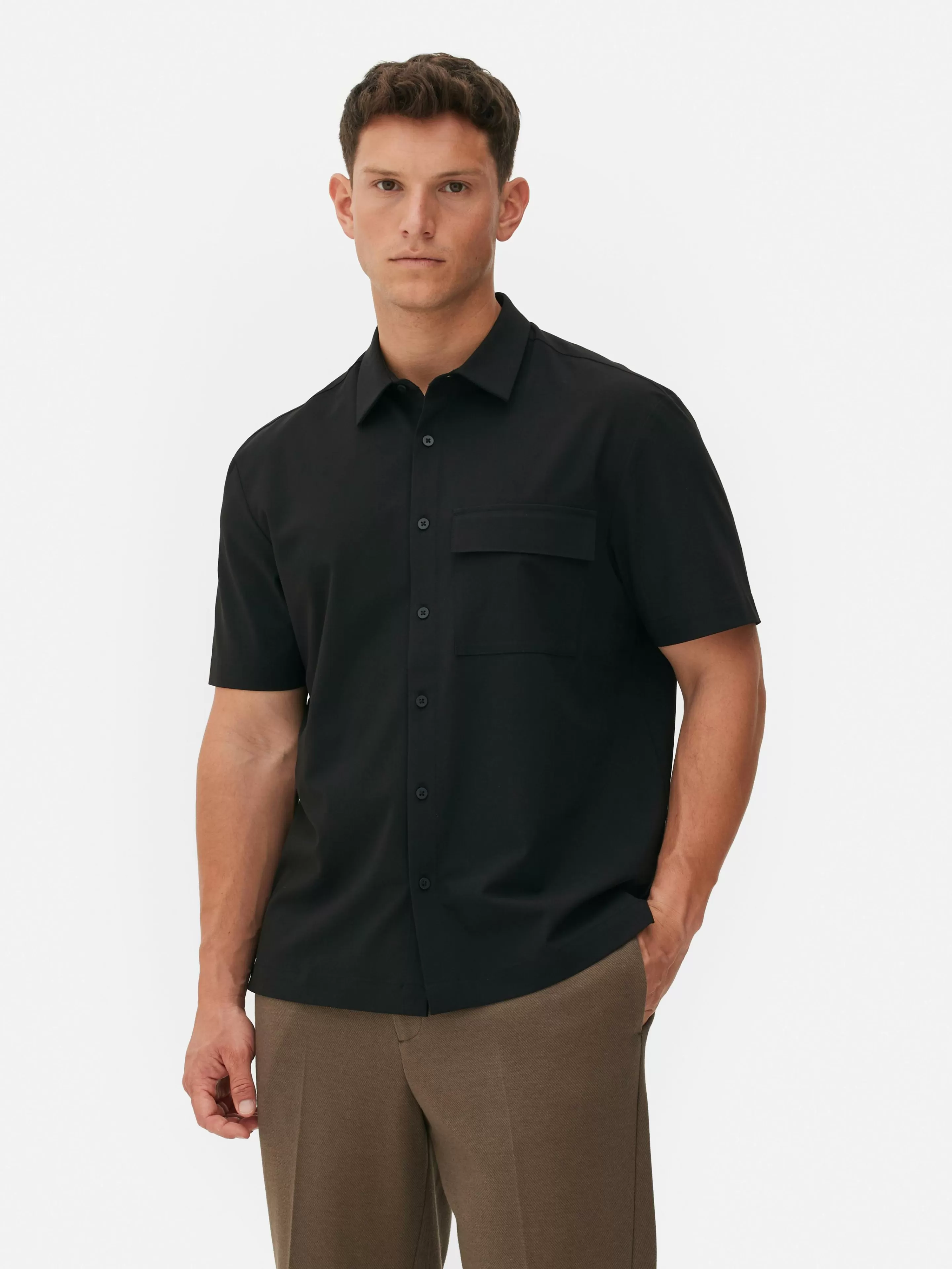 Hombre Primark Camisas | Camisa De Manga Corta Y Corte Cuadrado De Kem