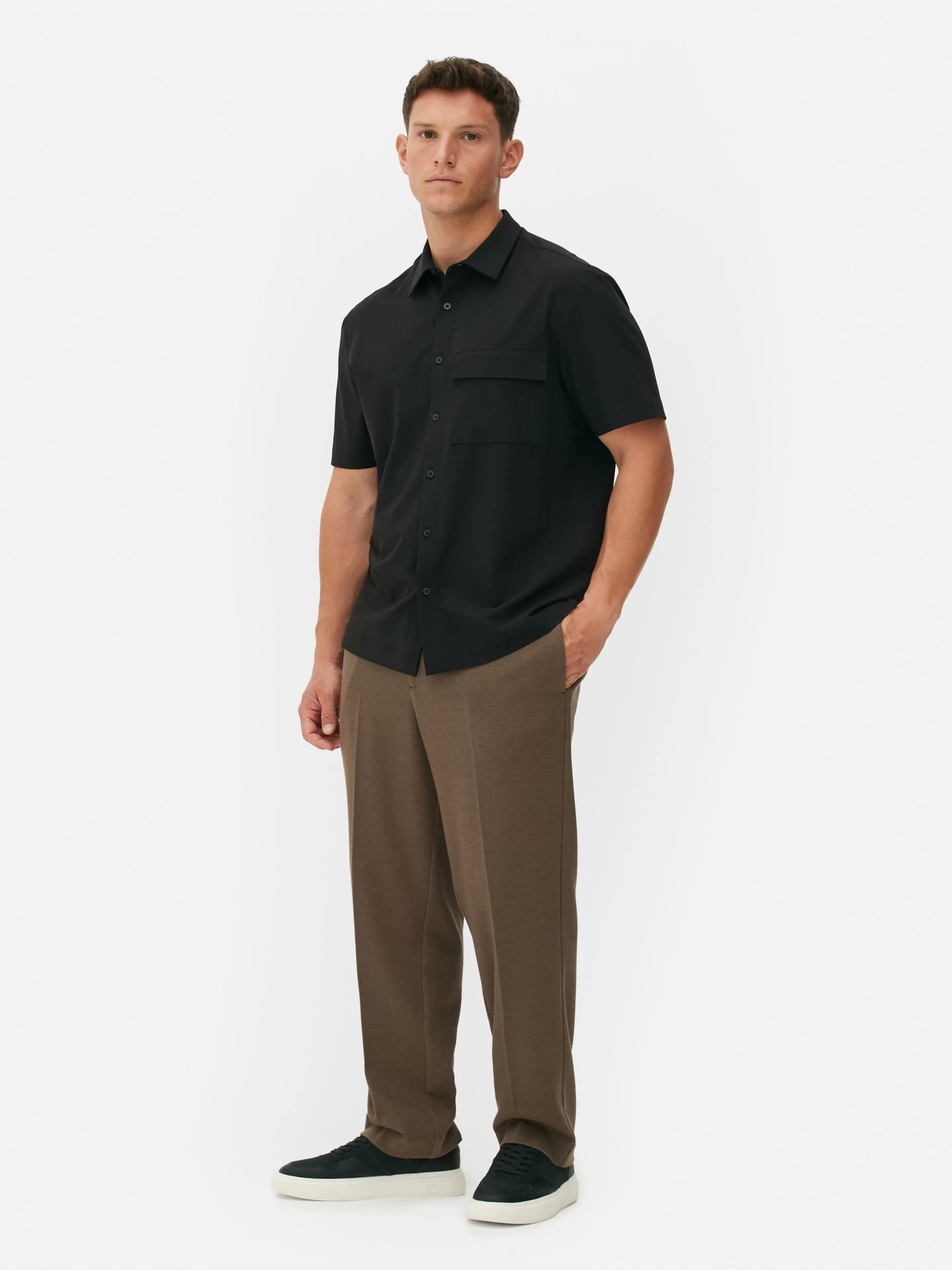 Hombre Primark Camisas | Camisa De Manga Corta Y Corte Cuadrado De Kem