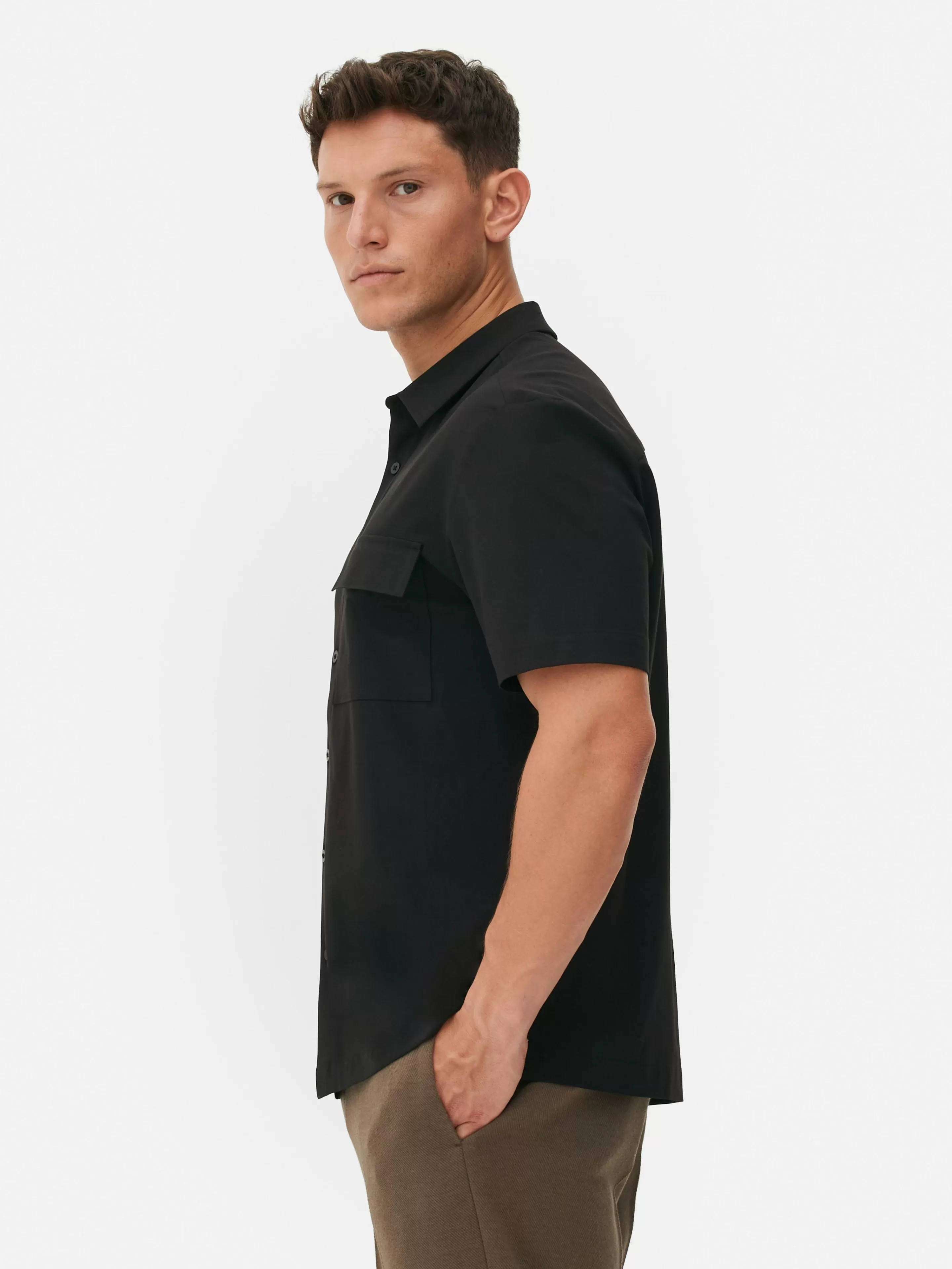 Hombre Primark Camisas | Camisa De Manga Corta Y Corte Cuadrado De Kem
