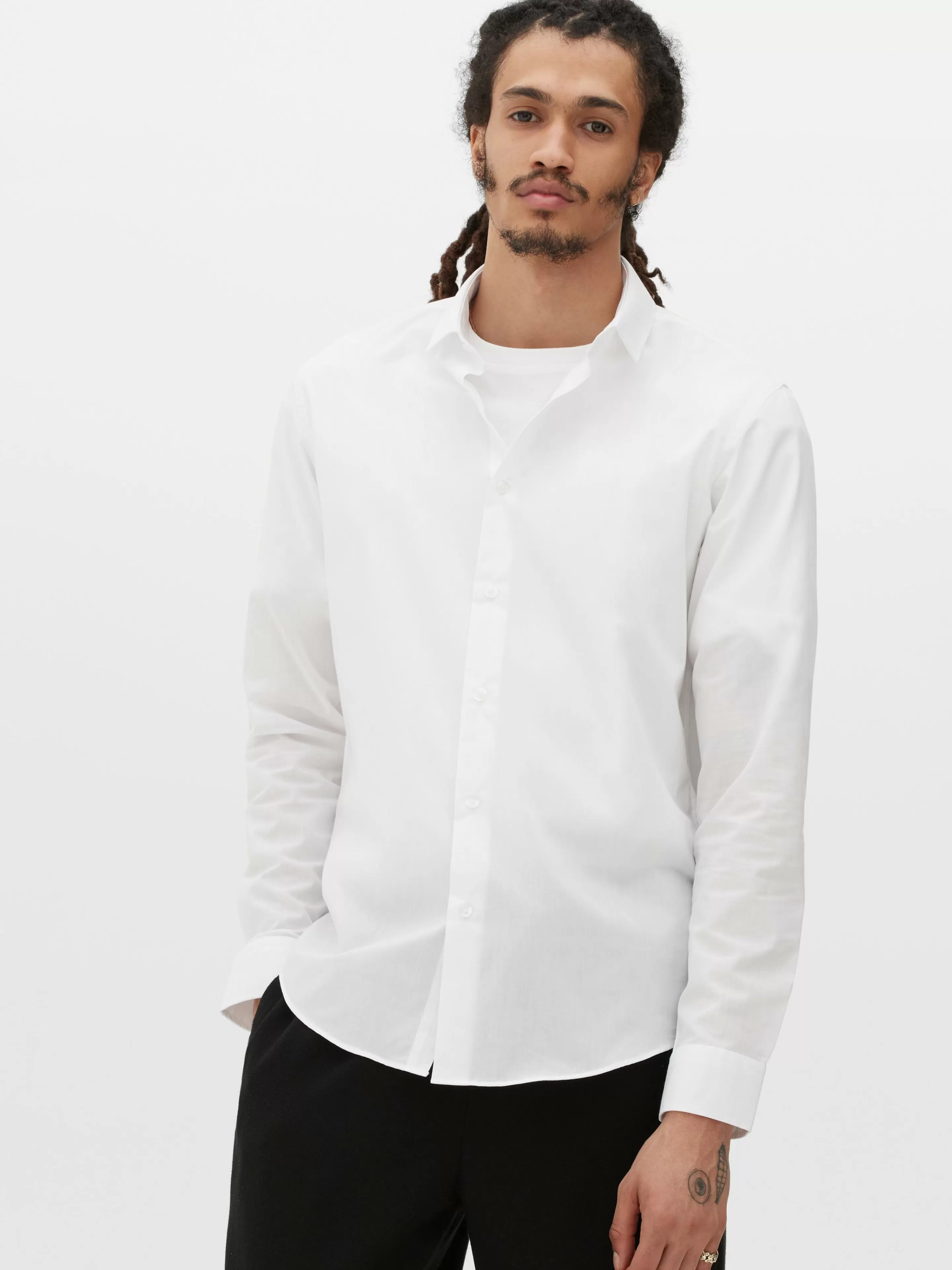 Hombre Primark Camisas | Camisa De Manga Larga Y Corte Recto