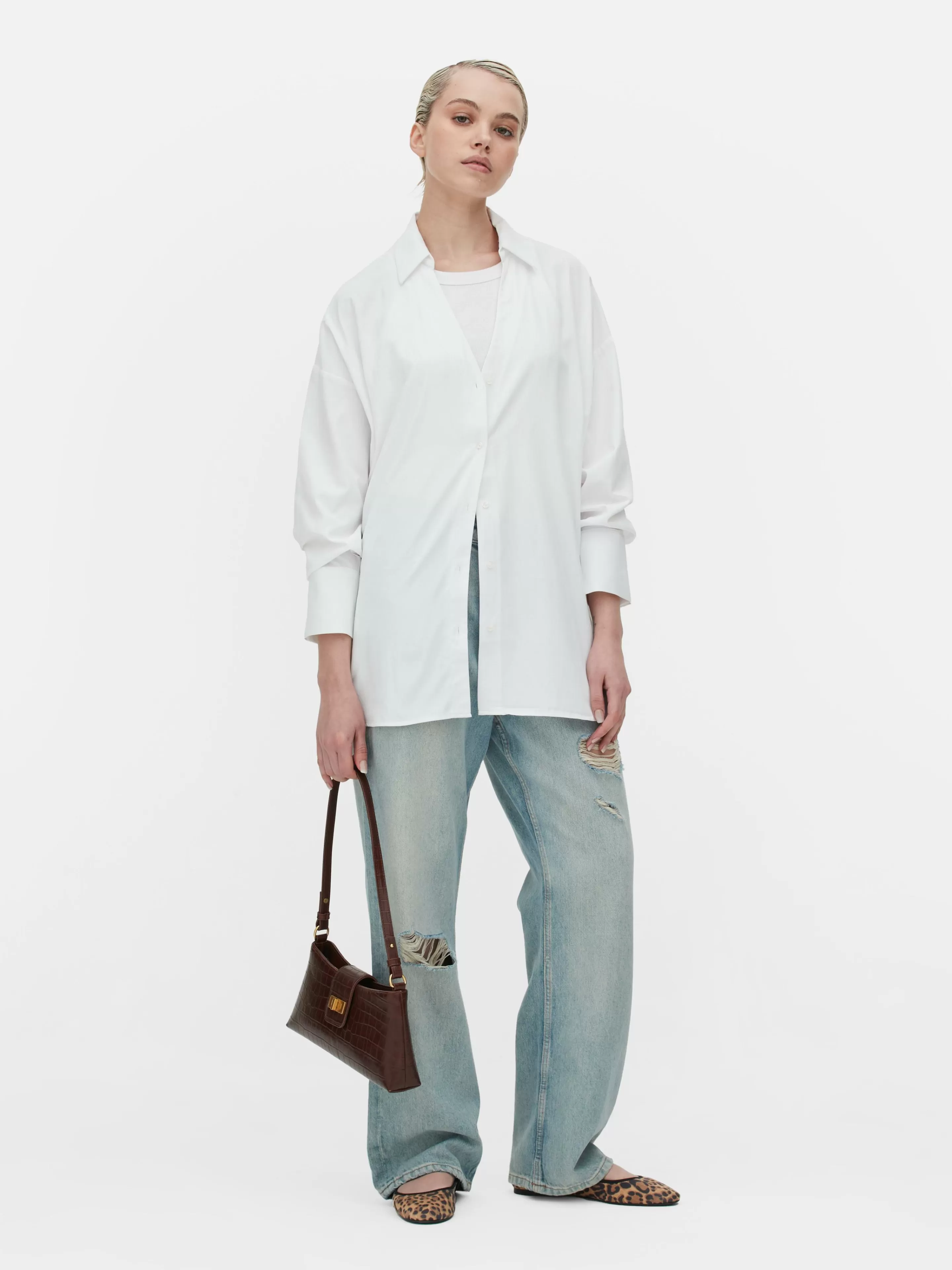 Mujer Primark Camisas Y Blusas | Camisa De Popelina De Corte Oversize