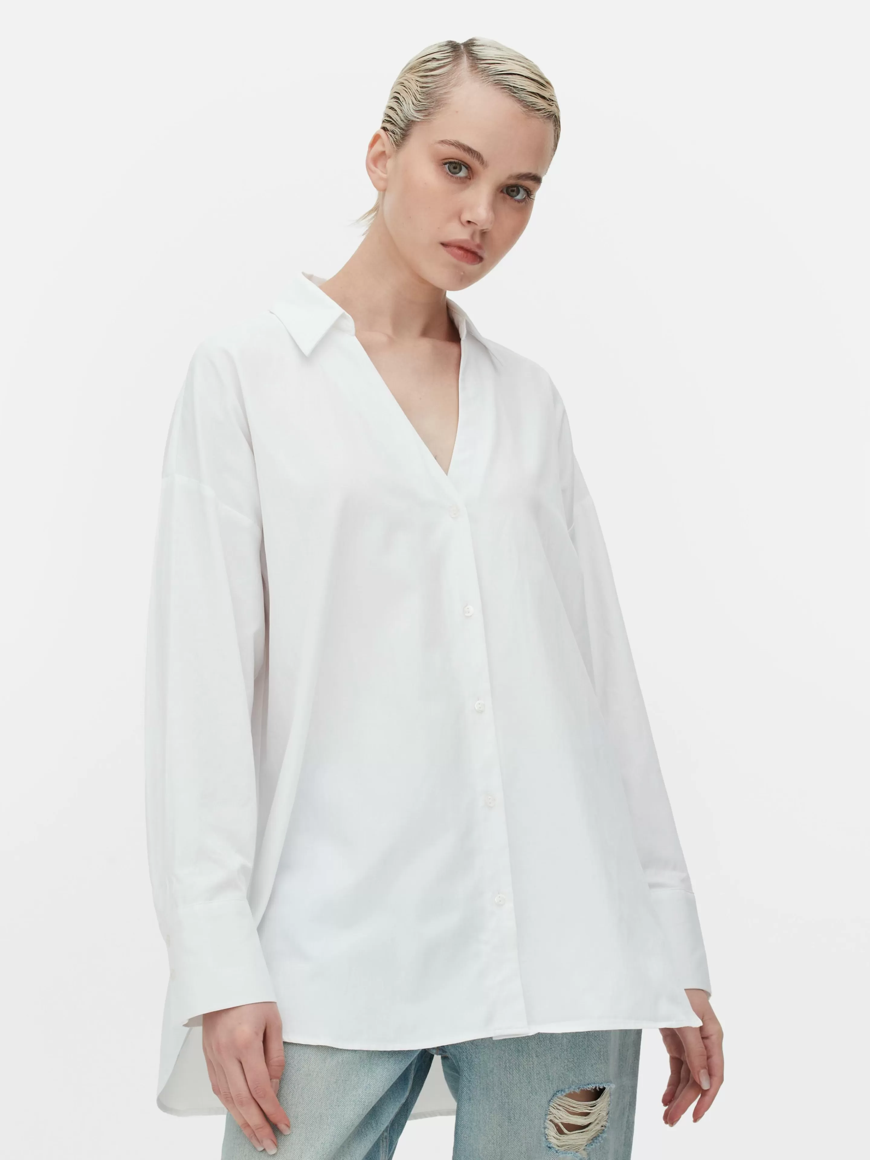 Mujer Primark Camisas Y Blusas | Camisa De Popelina De Corte Oversize