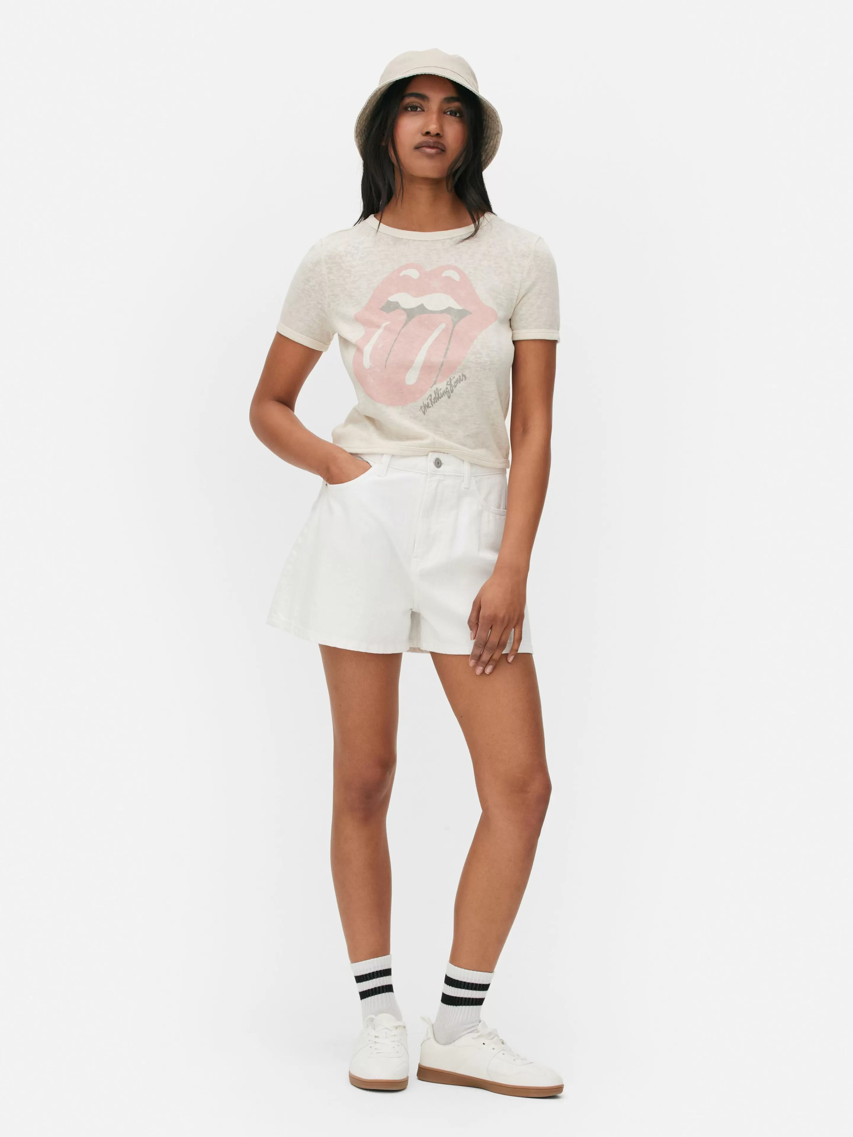 Mujer Primark Tops Y Camisetas | Camiseta Corta Con El Logotipo De Los Rolling Stones
