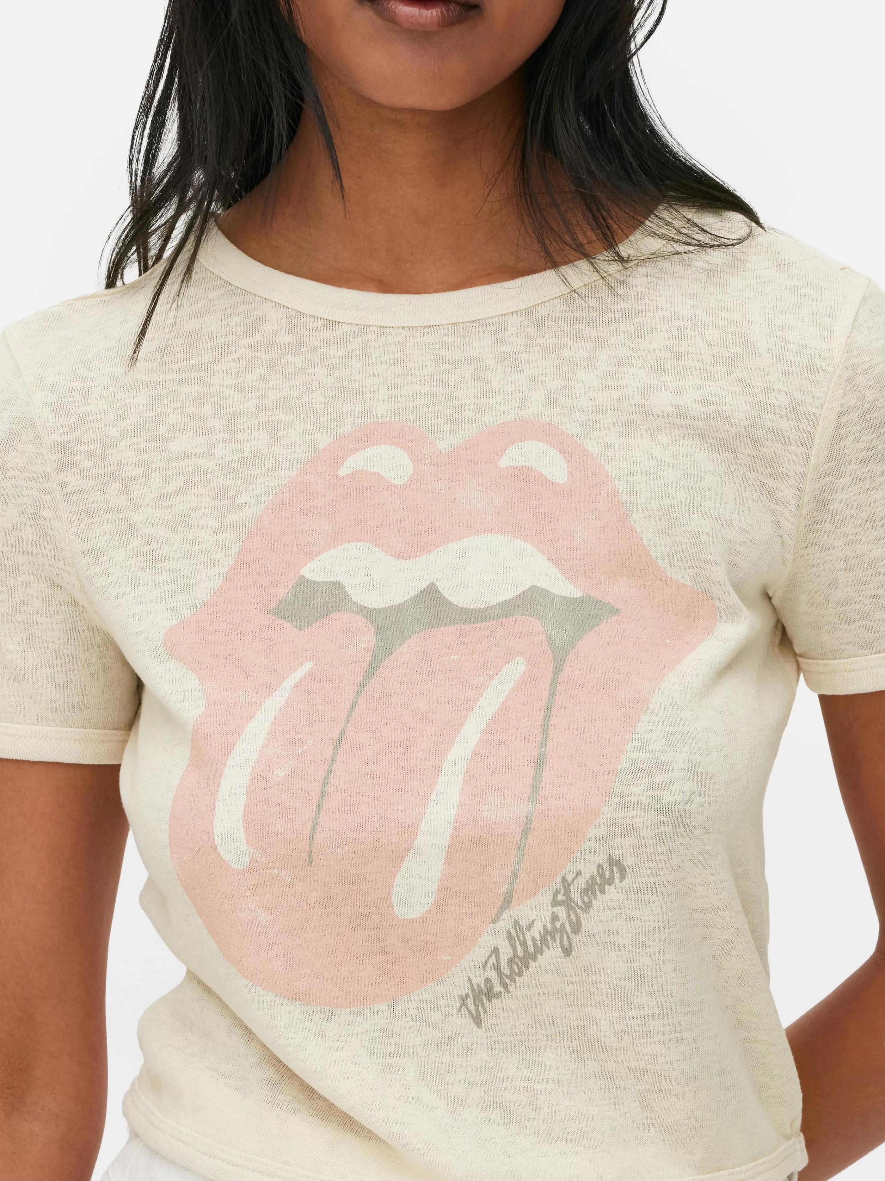 Mujer Primark Tops Y Camisetas | Camiseta Corta Con El Logotipo De Los Rolling Stones