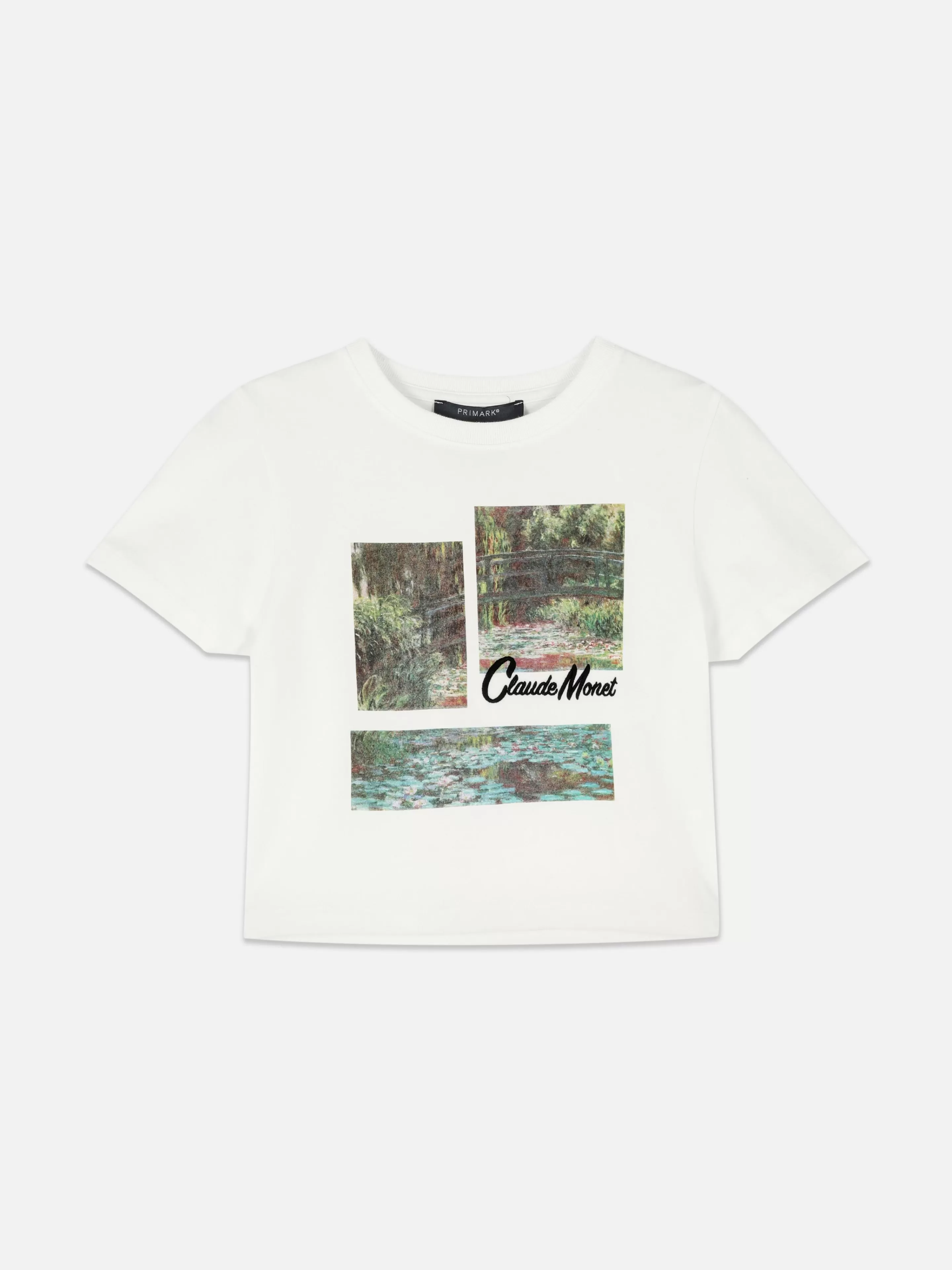 Mujer Primark Tops Y Camisetas | Camiseta Corta Con Estampado Gráfico De Claude Monet