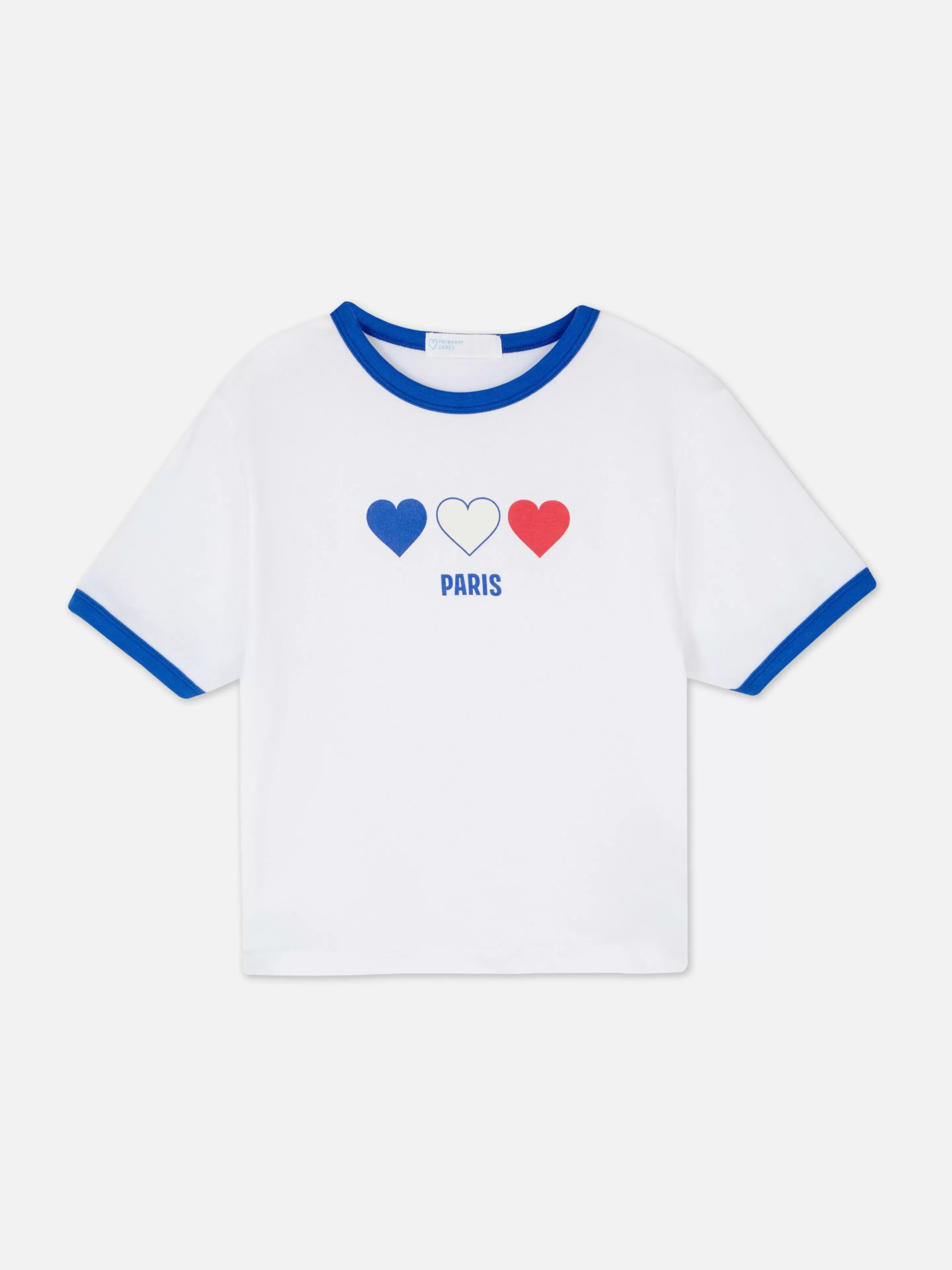 Mujer Primark Tops Y Camisetas | Camiseta Corta Con Ribetes Con El Eslogan «Paris»