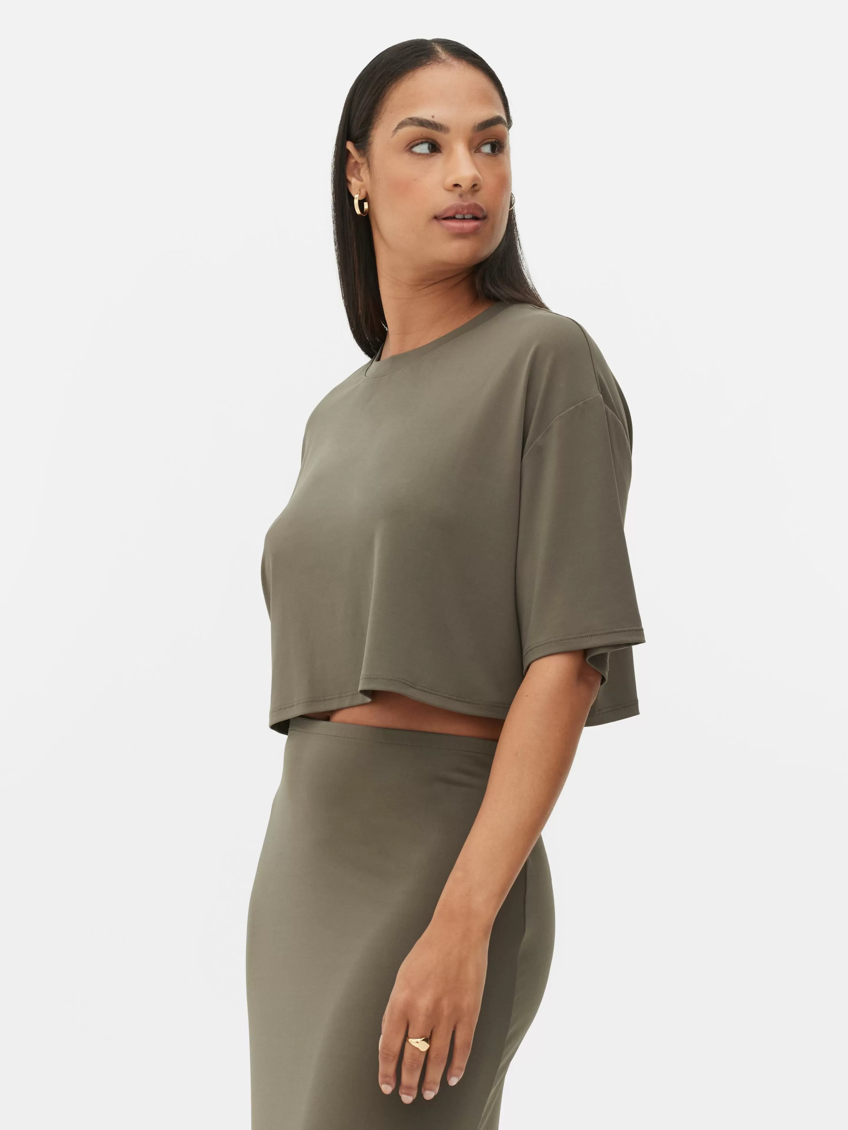 Mujer Primark Tops Y Camisetas | Camiseta Corta De Corte Cuadrado Combinable
