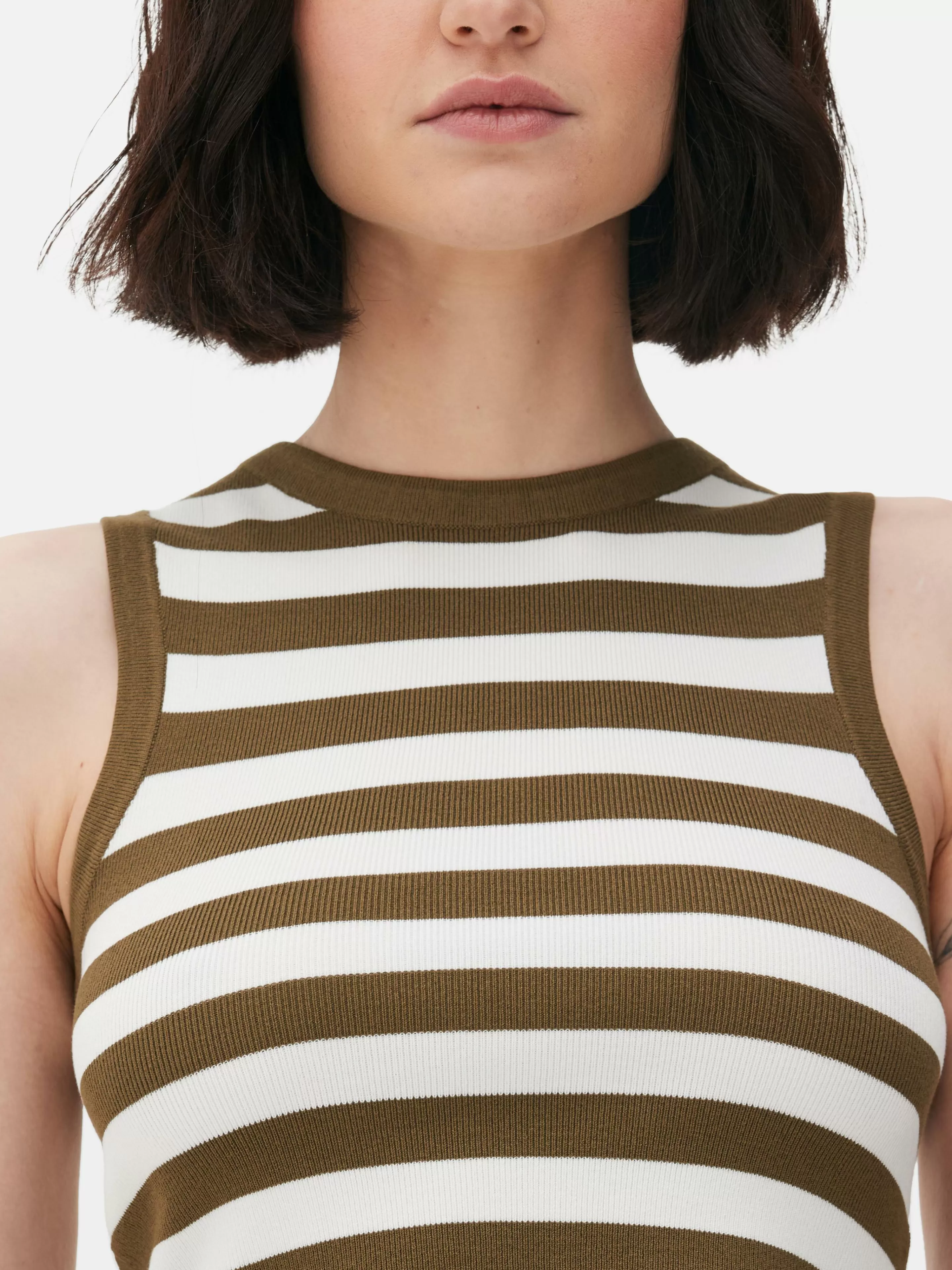 Mujer Primark Tops Y Camisetas | Camiseta Corta De Punto Sin Mangas De Cuello Redondo