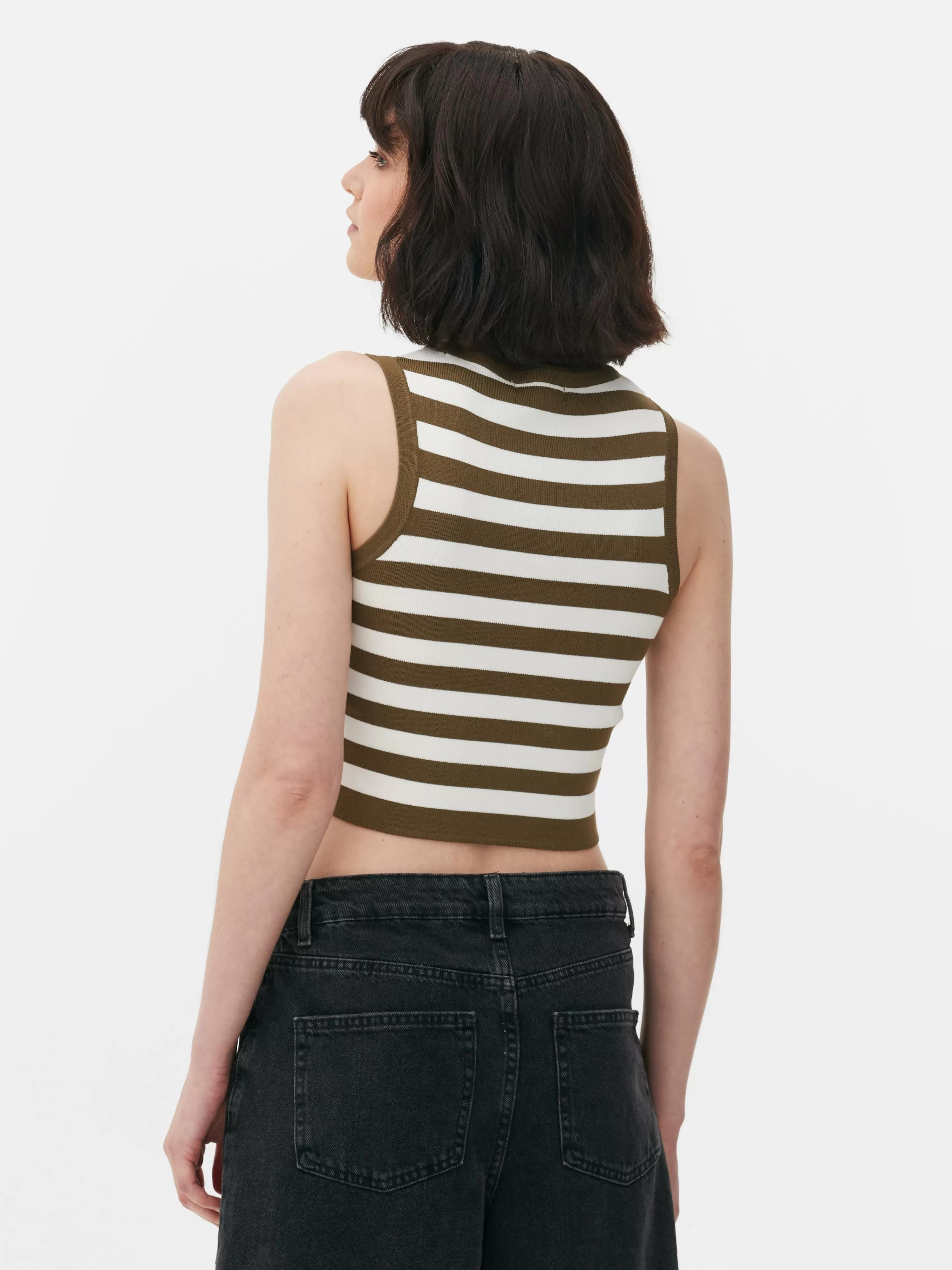 Mujer Primark Tops Y Camisetas | Camiseta Corta De Punto Sin Mangas De Cuello Redondo