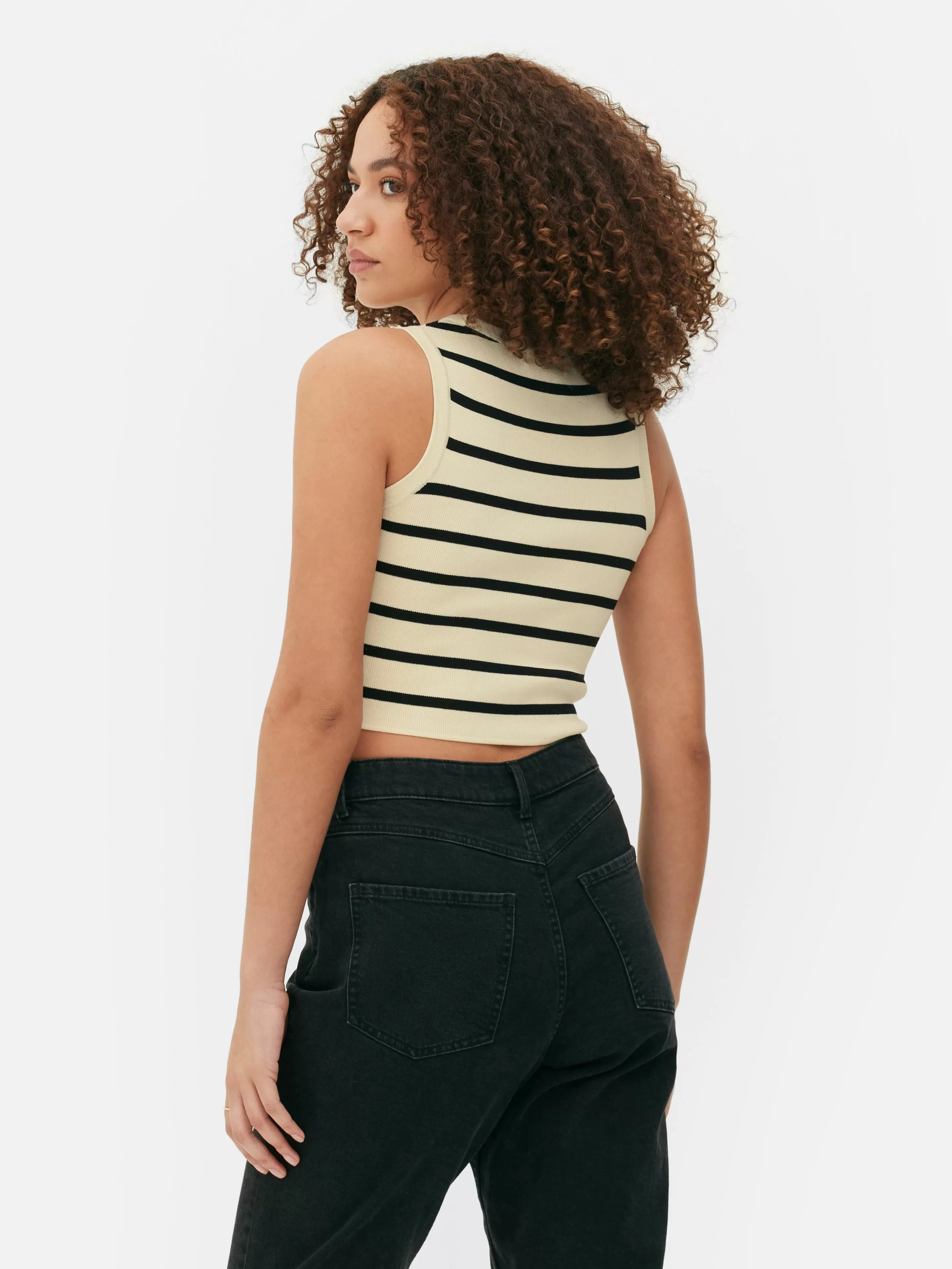 Mujer Primark Tops Y Camisetas | Camiseta Corta De Punto Sin Mangas De Cuello Redondo