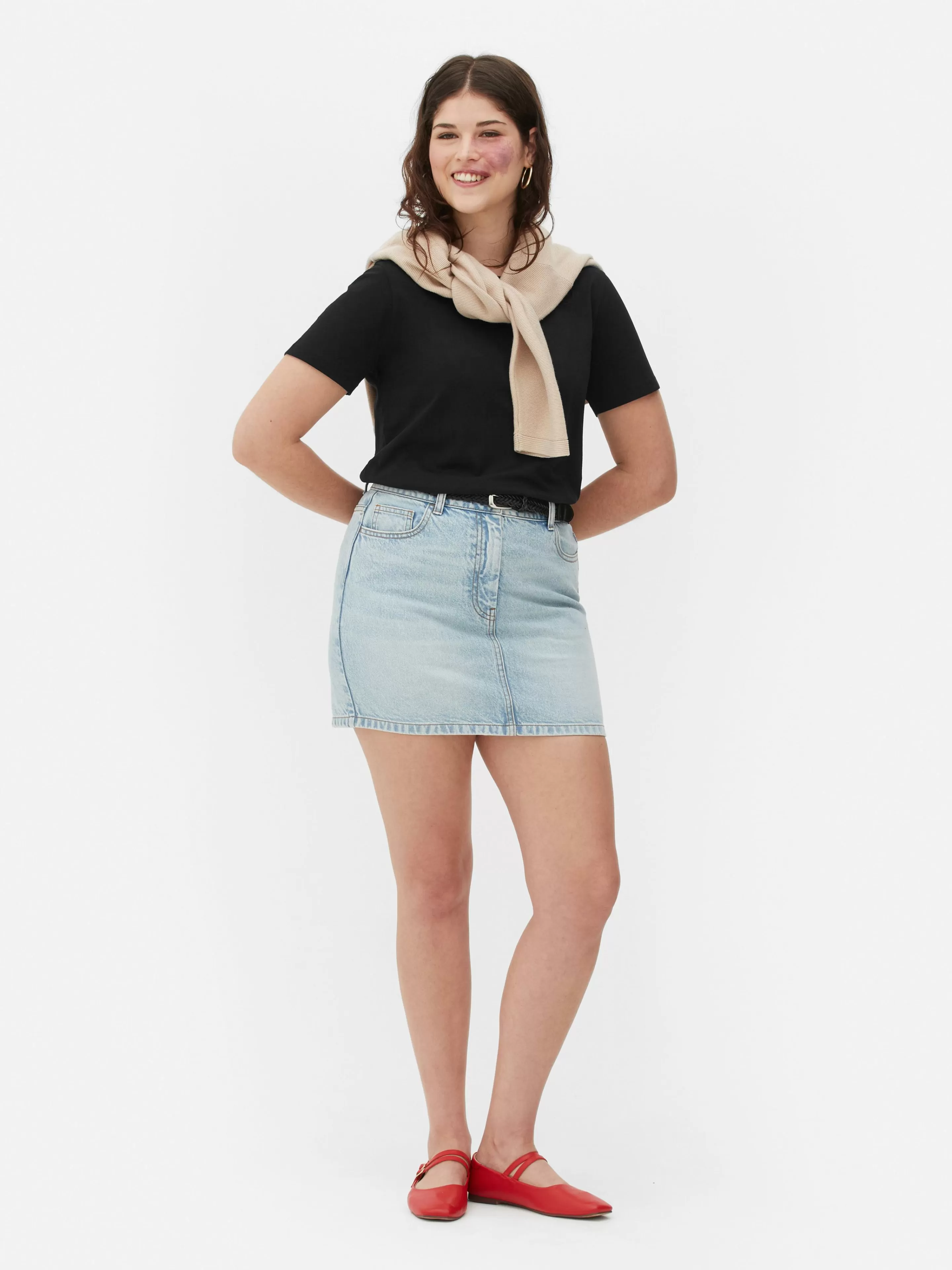 Mujer Primark Tops Y Camisetas | Camiseta De Cuello Redondo Y Corte Recto