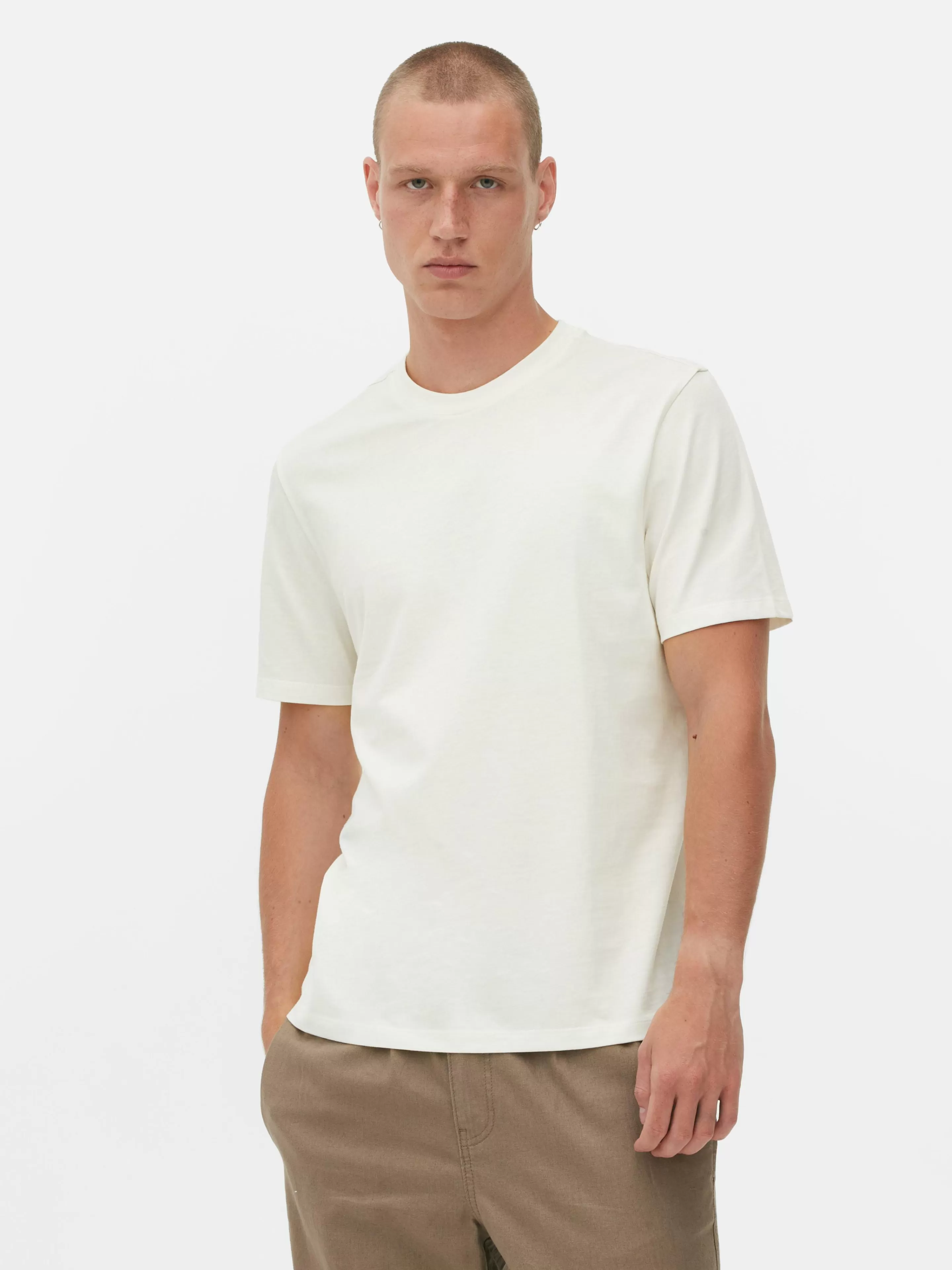 Hombre Primark Tops Y Camisetas | Camiseta De Cuello Redondo Y Corte Recto