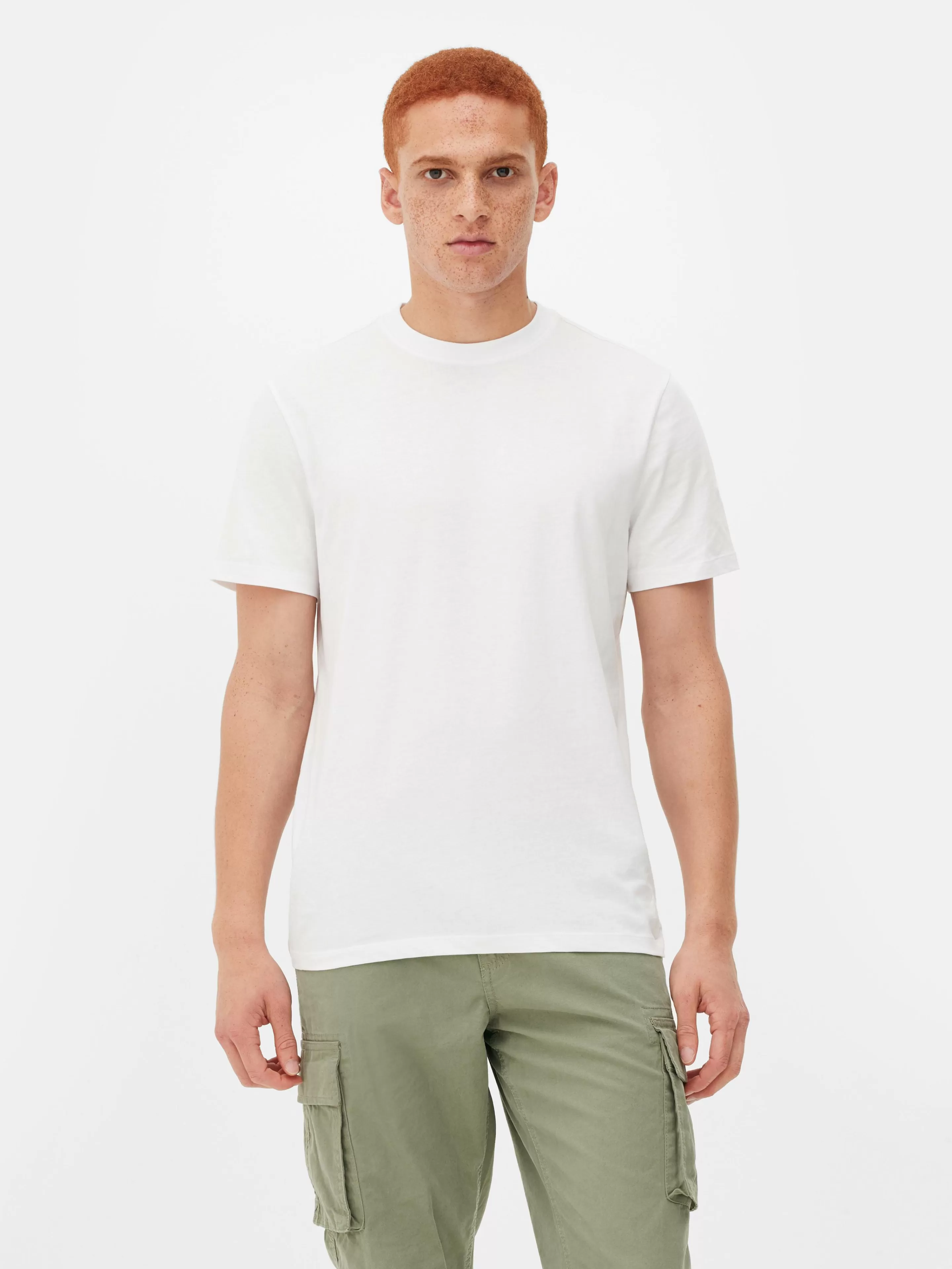 Hombre Primark Tops Y Camisetas | Camiseta De Cuello Redondo Y Corte Recto