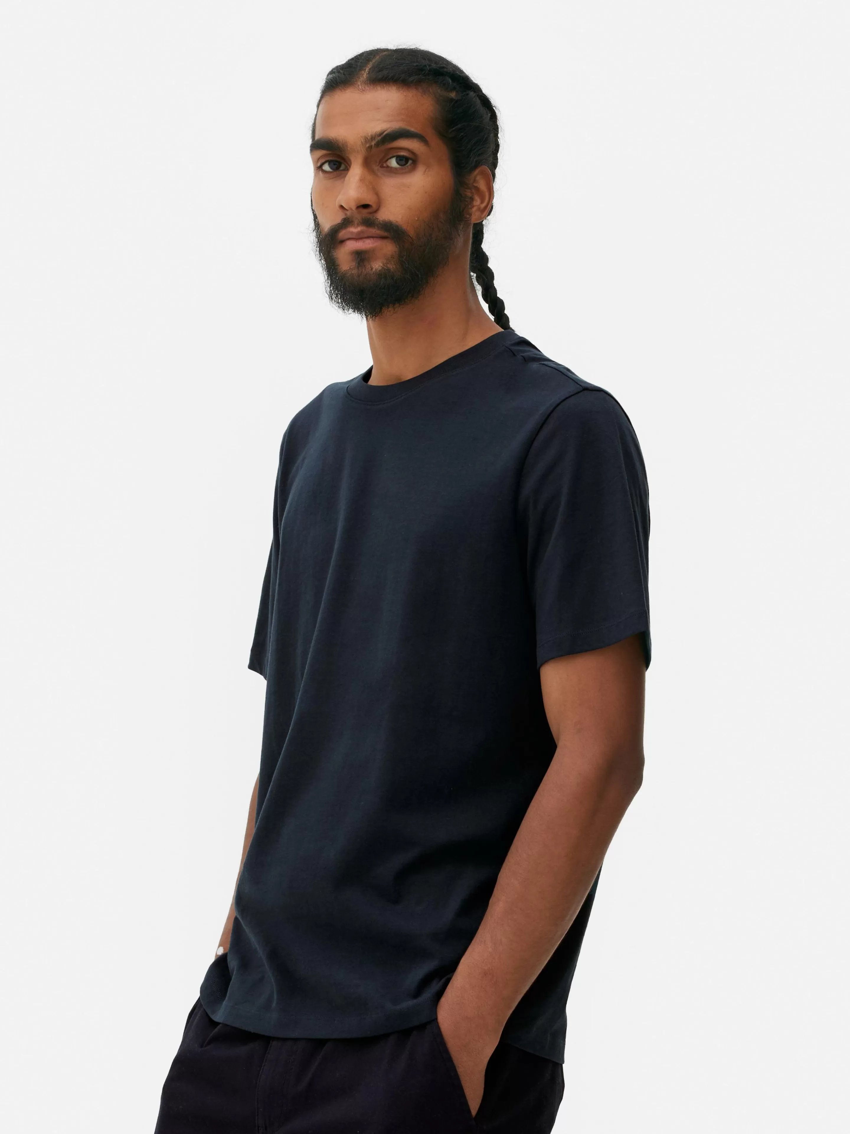 Hombre Primark Tops Y Camisetas | Camiseta De Cuello Redondo Y Corte Recto