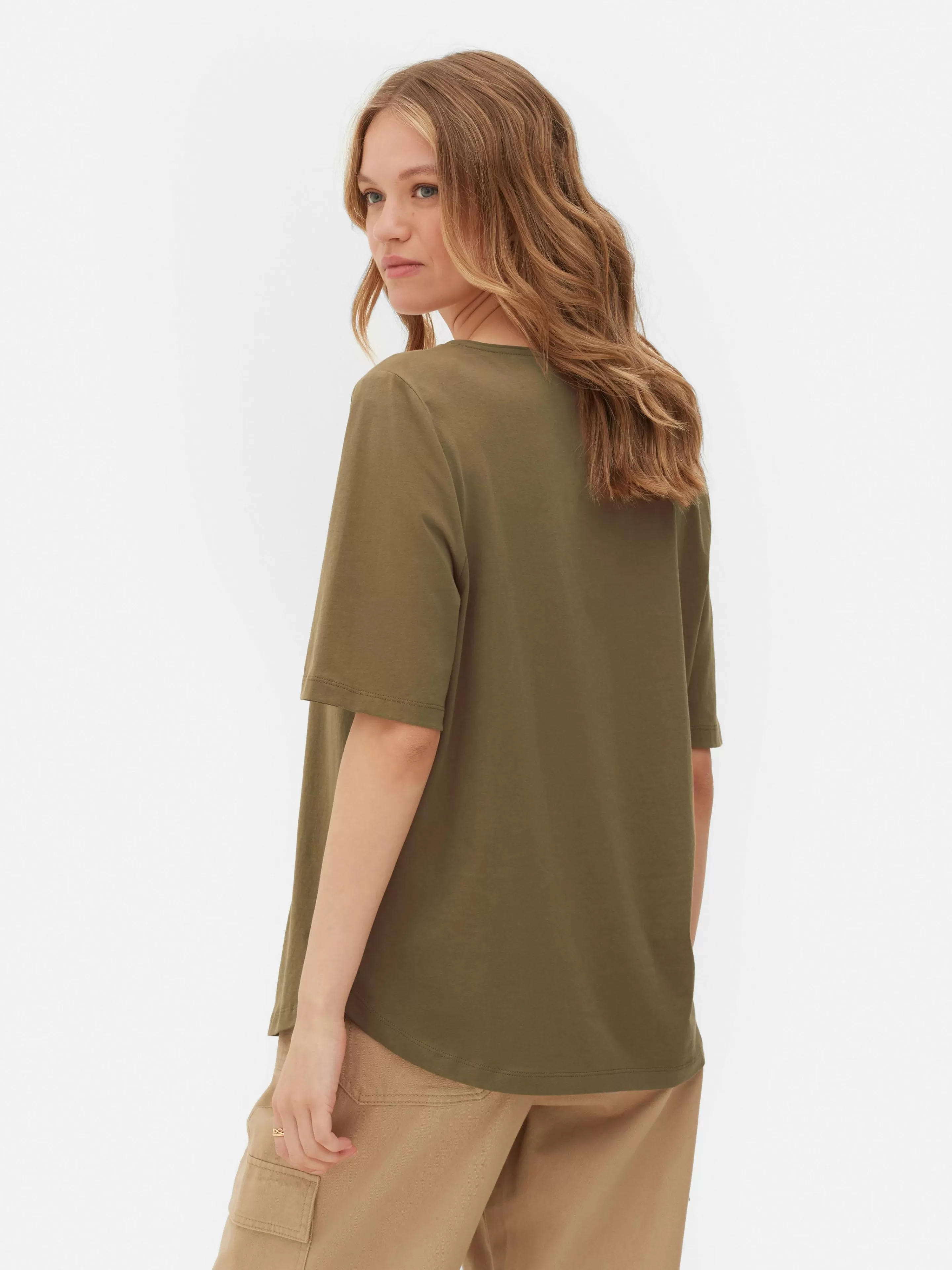 Mujer Primark Tops Y Camisetas | Camiseta De Manga Corta Con Cuello De Pico