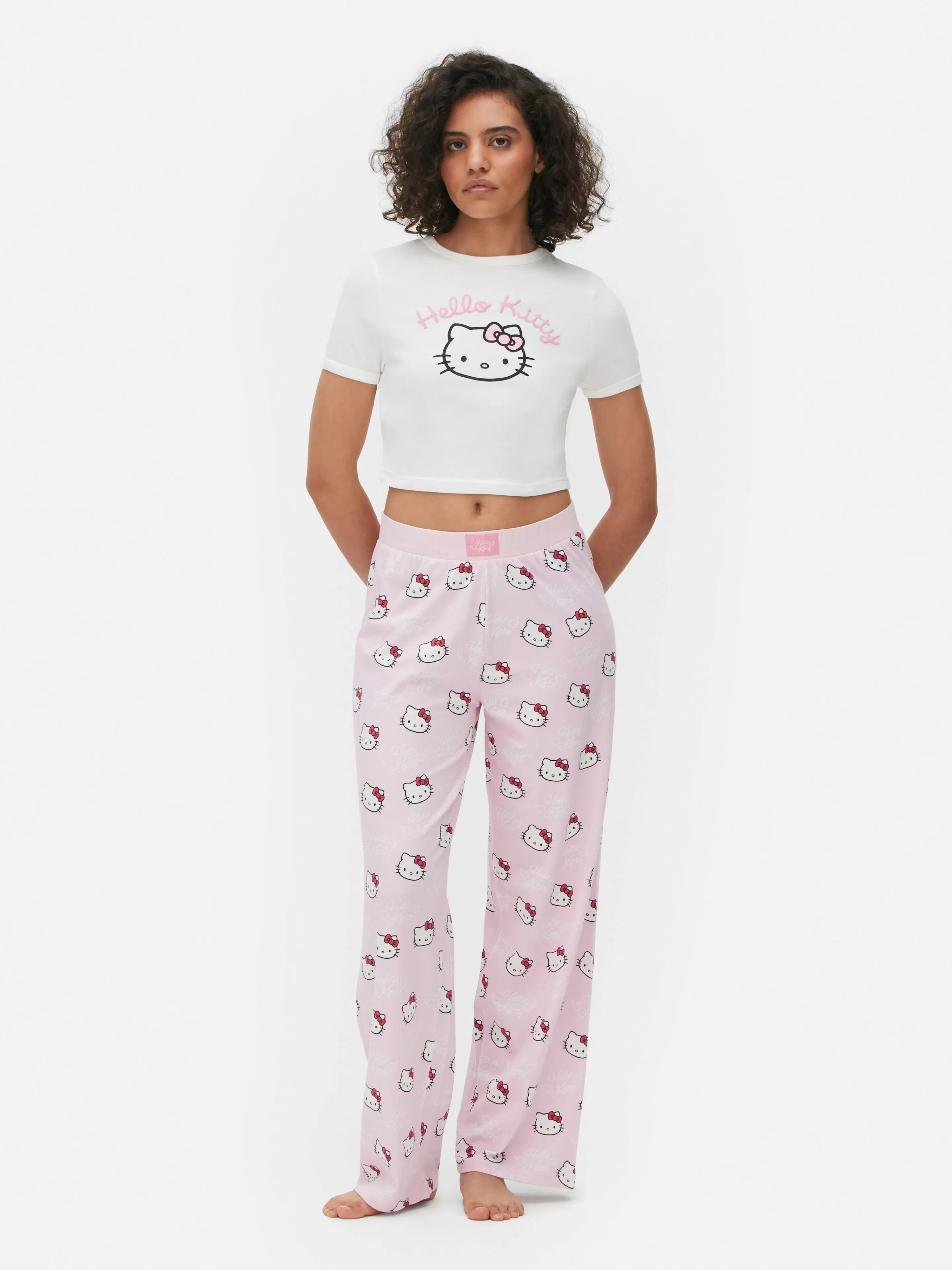 Mujer Primark Tops De Pijama | Camiseta De Pijama Corta Y Ceñida De Hello Kitty
