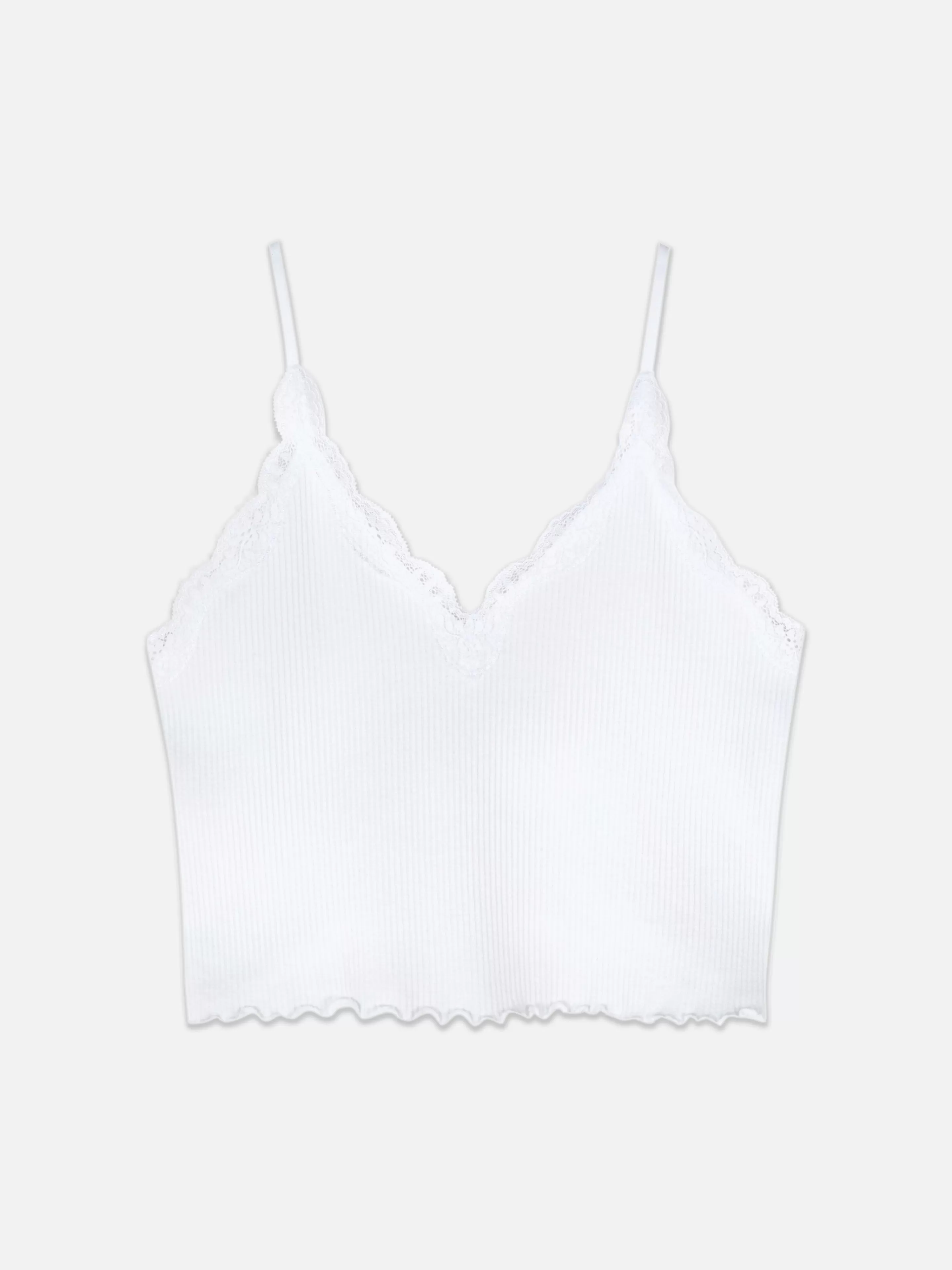 Mujer Primark Tops Y Camisetas | Camiseta De Tirantes Corta Con Ribete De Encaje