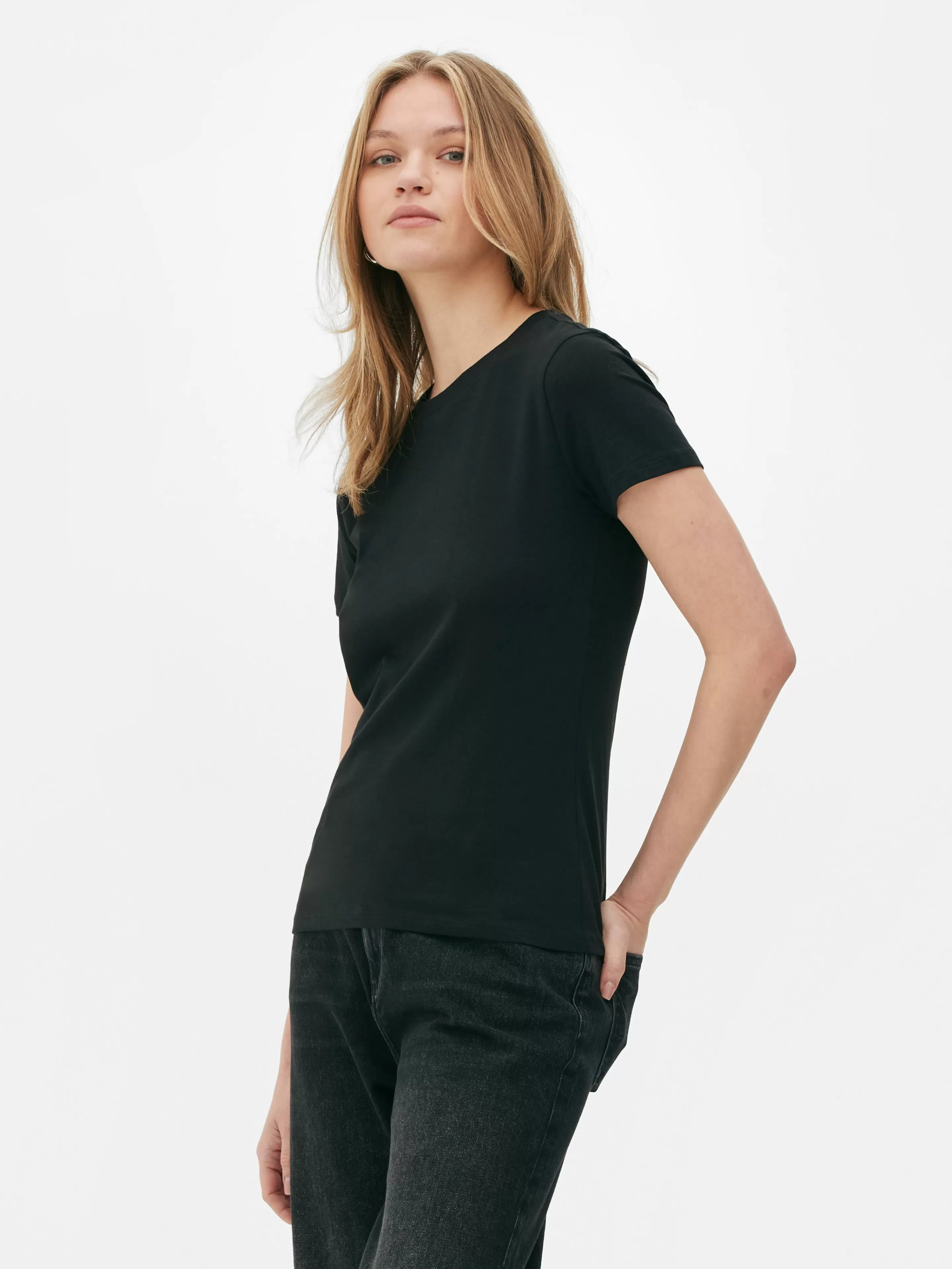 Mujer Primark Tops Y Camisetas | Camiseta Elástica De Manga Corta