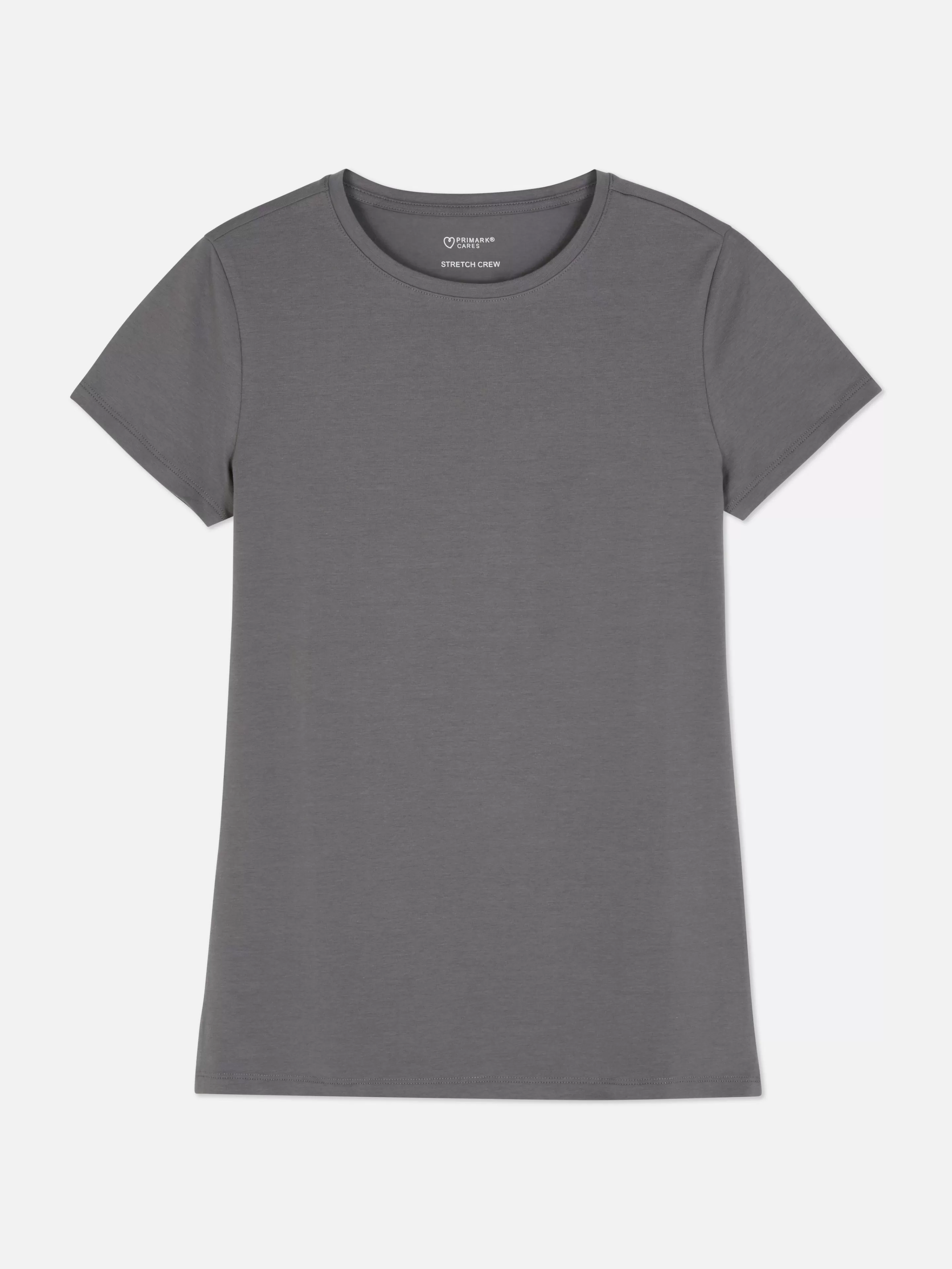 Mujer Primark Tops Y Camisetas | Camiseta Elástica De Manga Corta Y Cuello Redondo