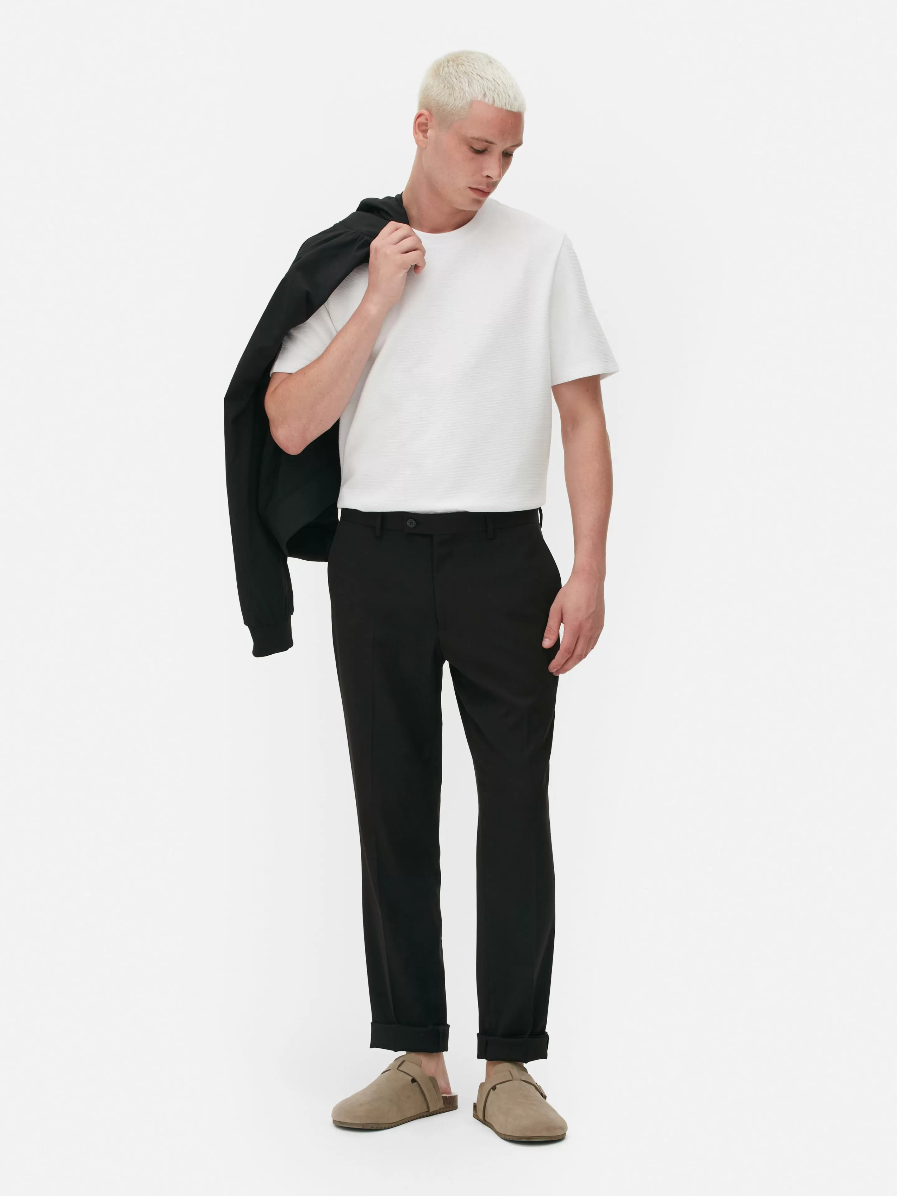 Hombre Primark Tops Y Camisetas | Camiseta En Tejido Otomán Acanalado