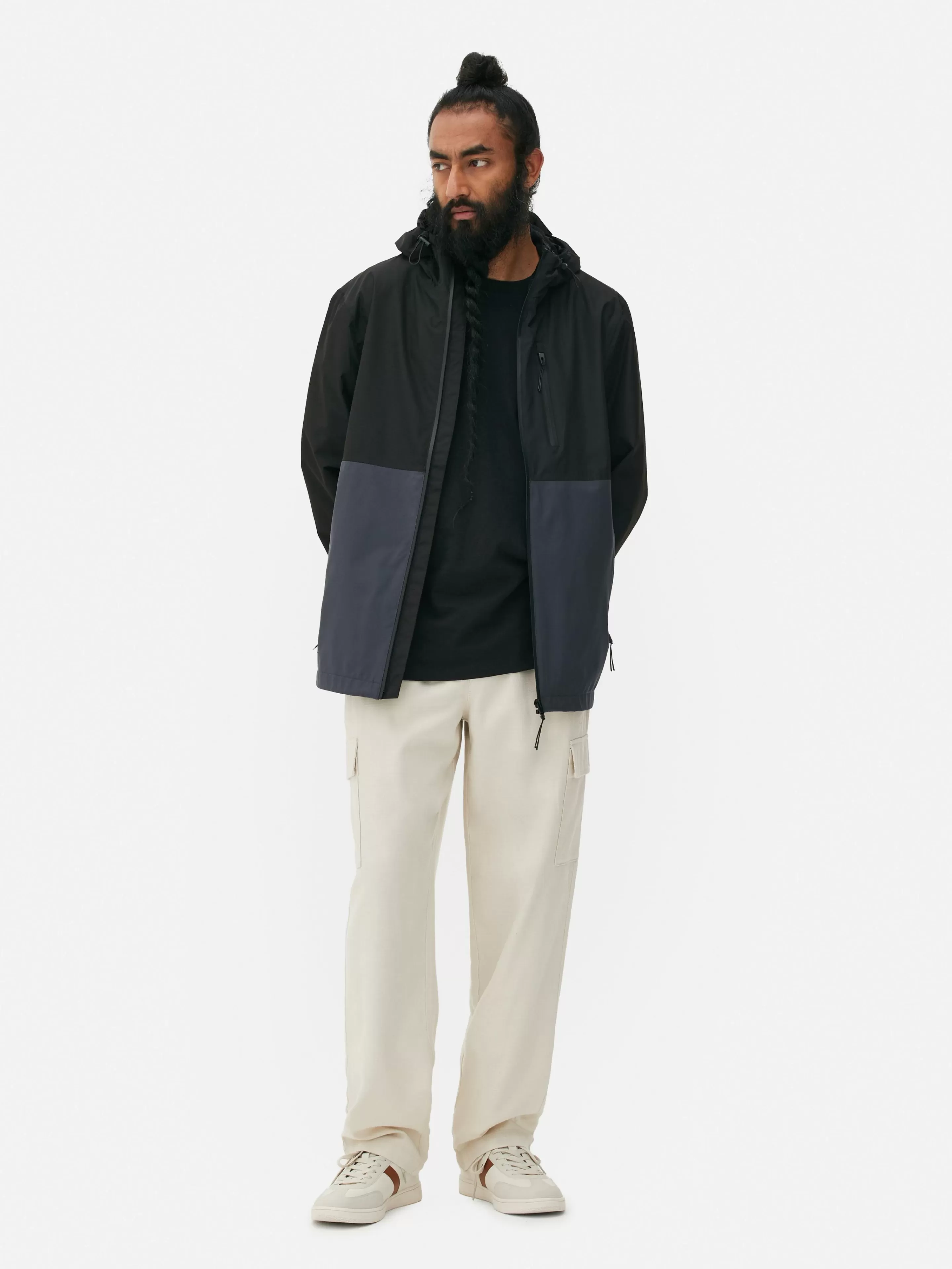 Hombre Primark Abrigos Y Chaquetas | Chubasquero Con Varios Bolsillos Y Bloques De Color