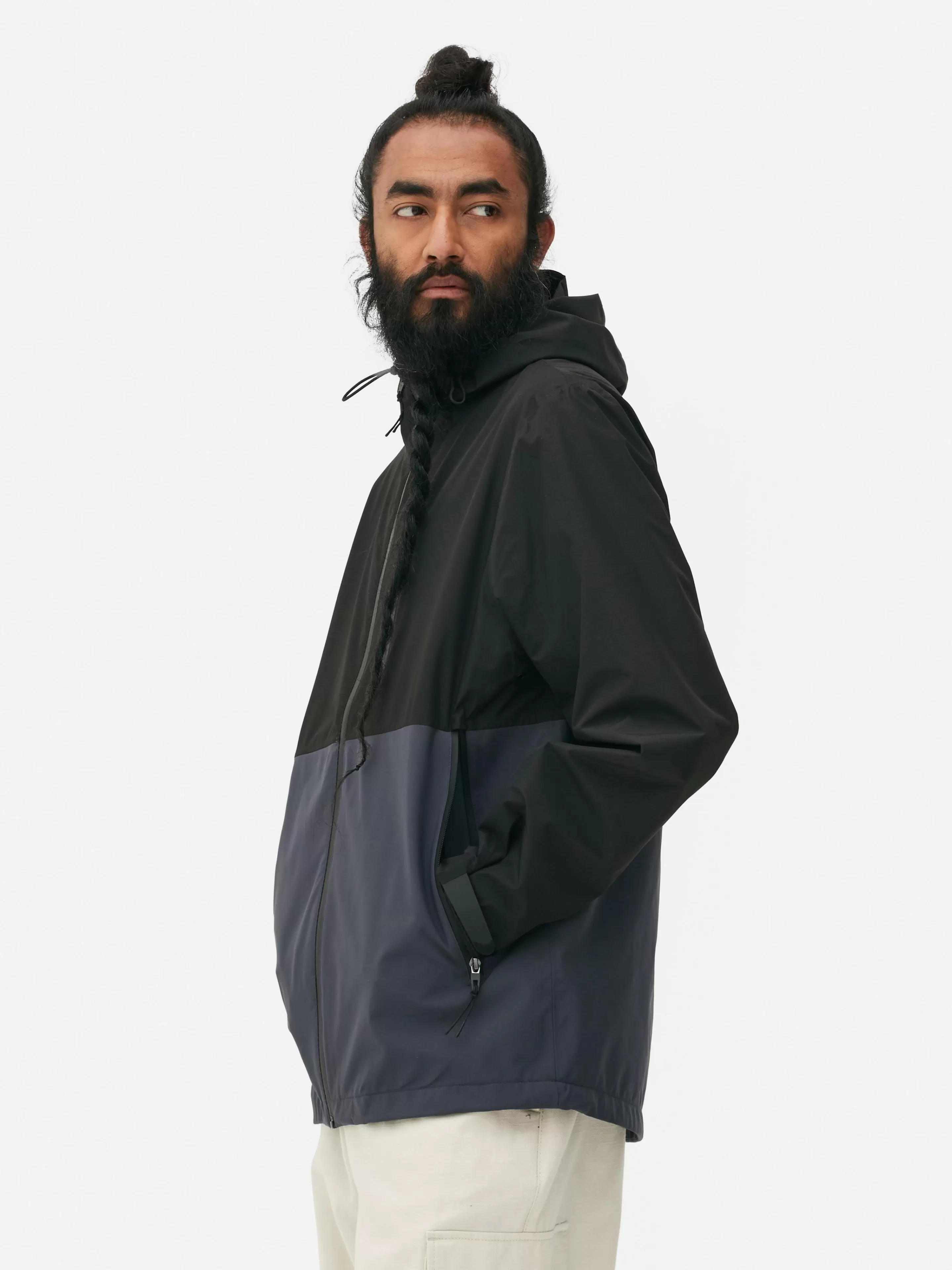 Hombre Primark Abrigos Y Chaquetas | Chubasquero Con Varios Bolsillos Y Bloques De Color
