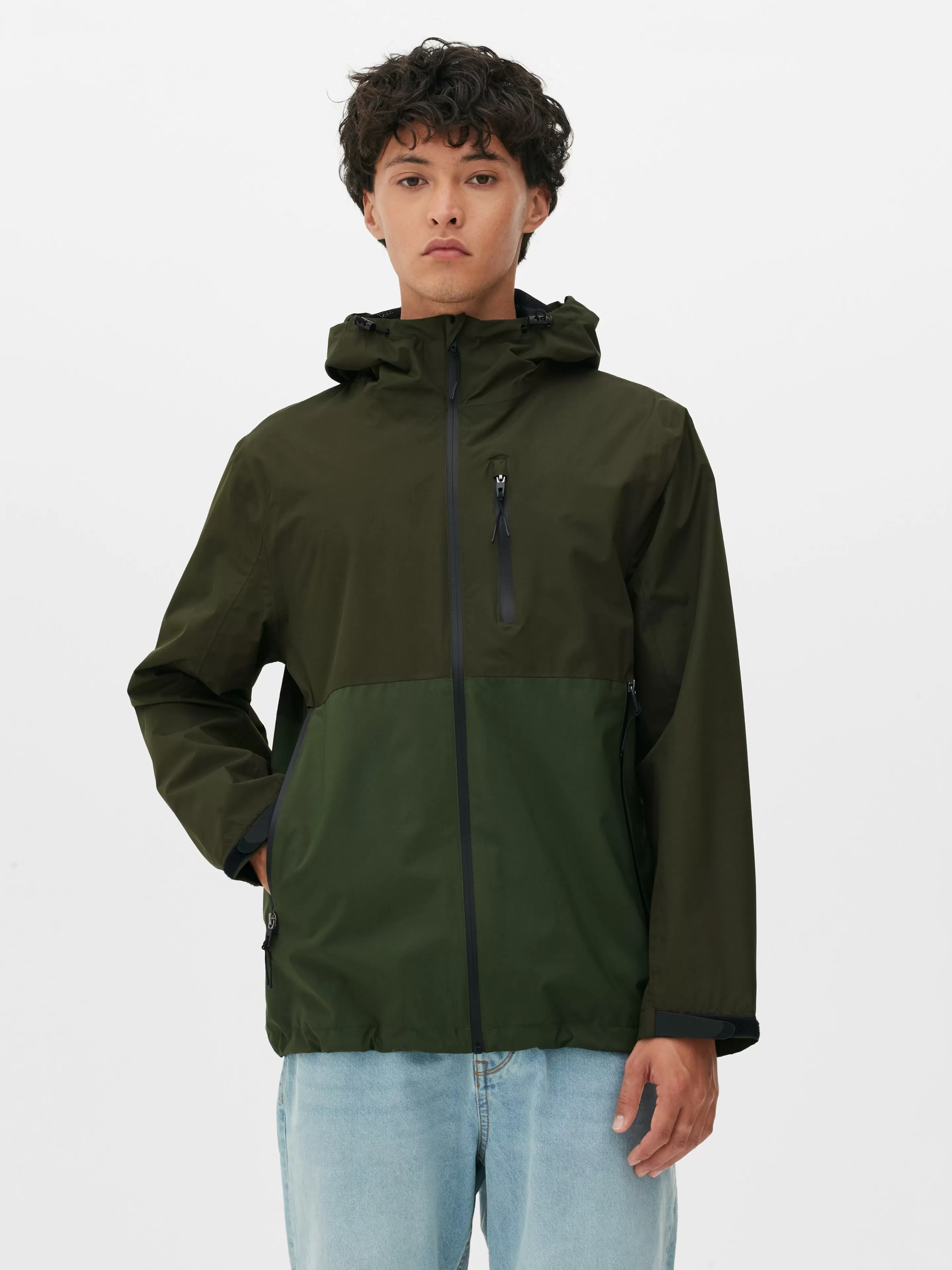 Hombre Primark Abrigos Y Chaquetas | Chubasquero Con Varios Bolsillos Y Bloques De Color