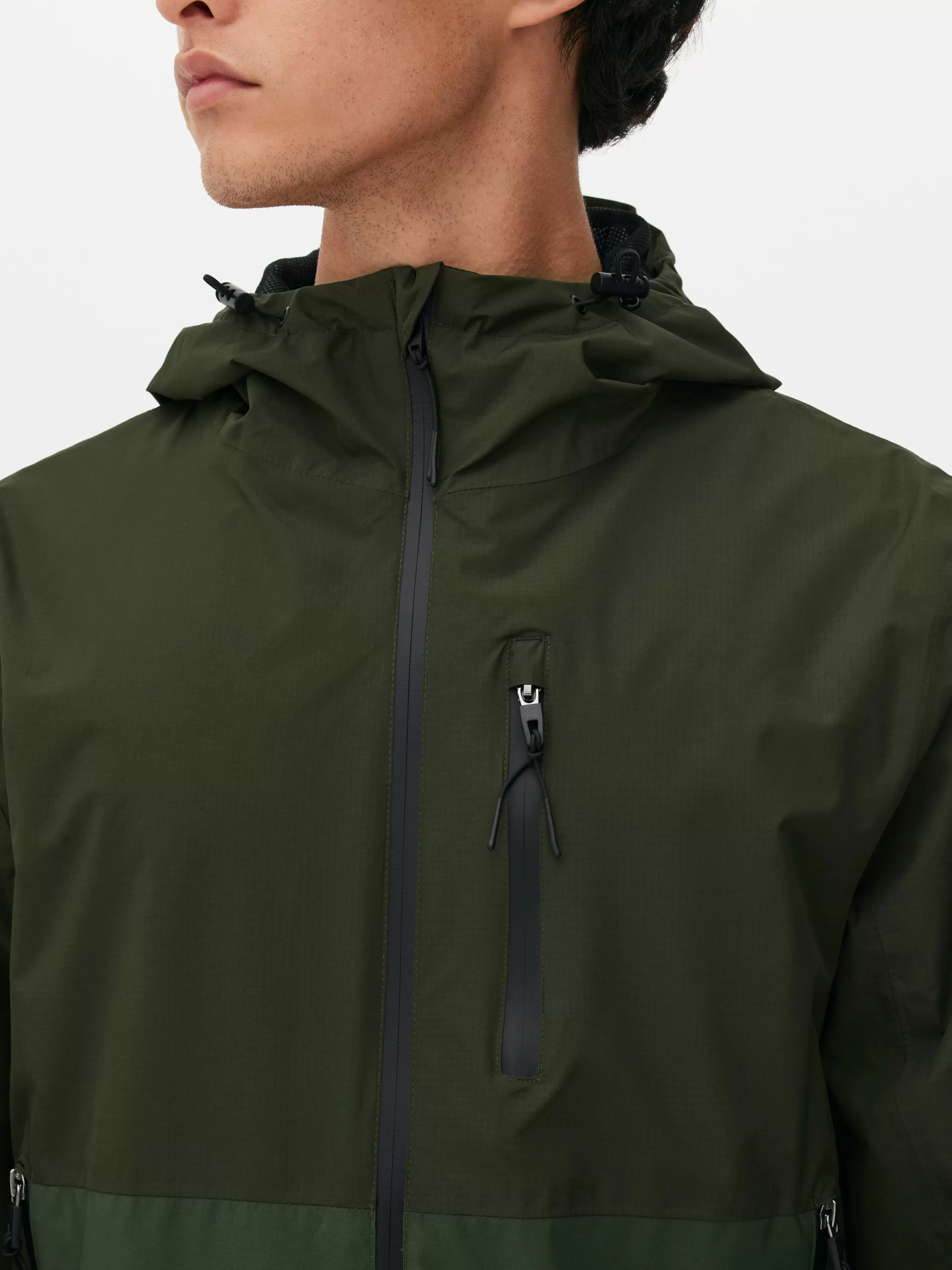 Hombre Primark Abrigos Y Chaquetas | Chubasquero Con Varios Bolsillos Y Bloques De Color