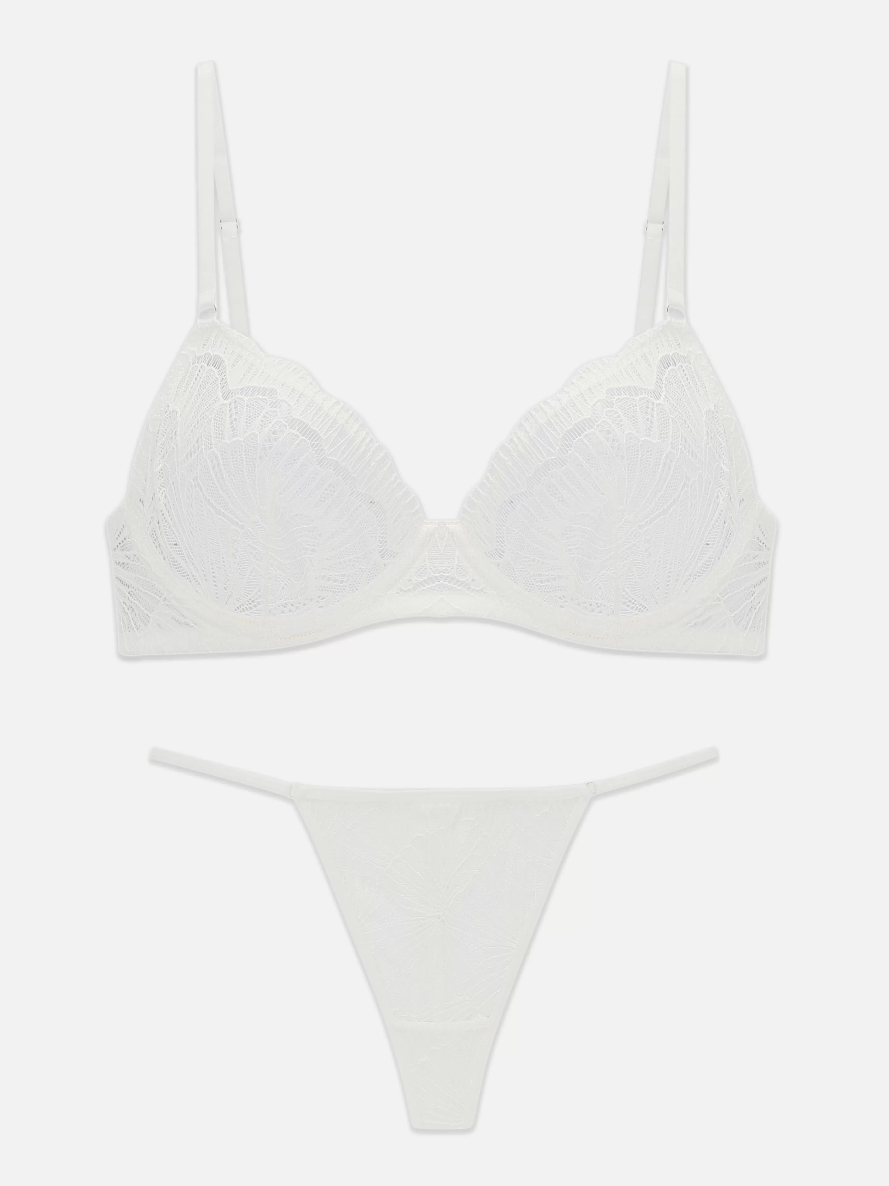 Mujer Primark Sets De Lencería | Conjunto De Sujetador De Encaje Sin Relleno Y Tanga