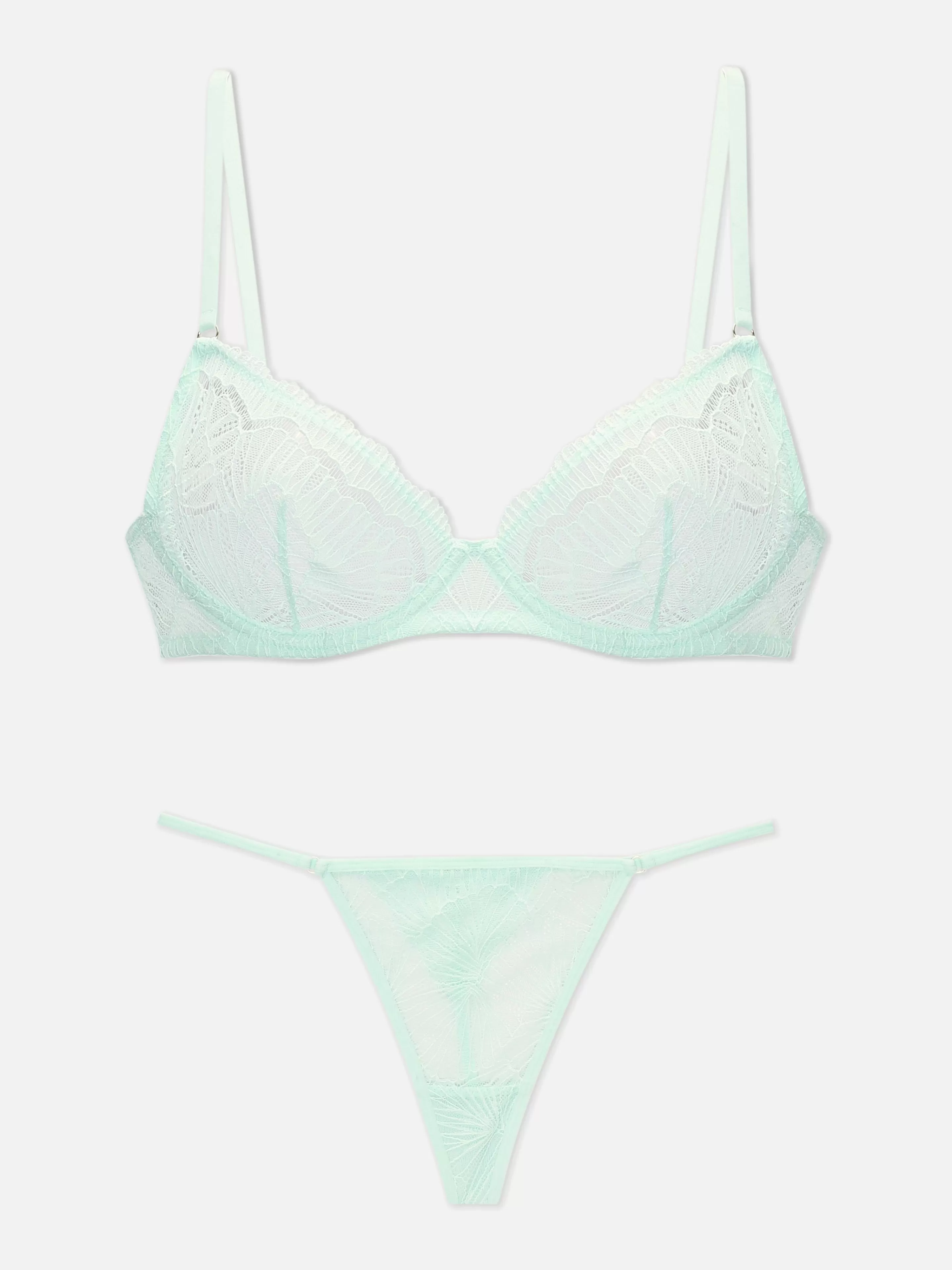 Mujer Primark Sets De Lencería | Conjunto De Sujetador De Encaje Sin Relleno Y Tanga