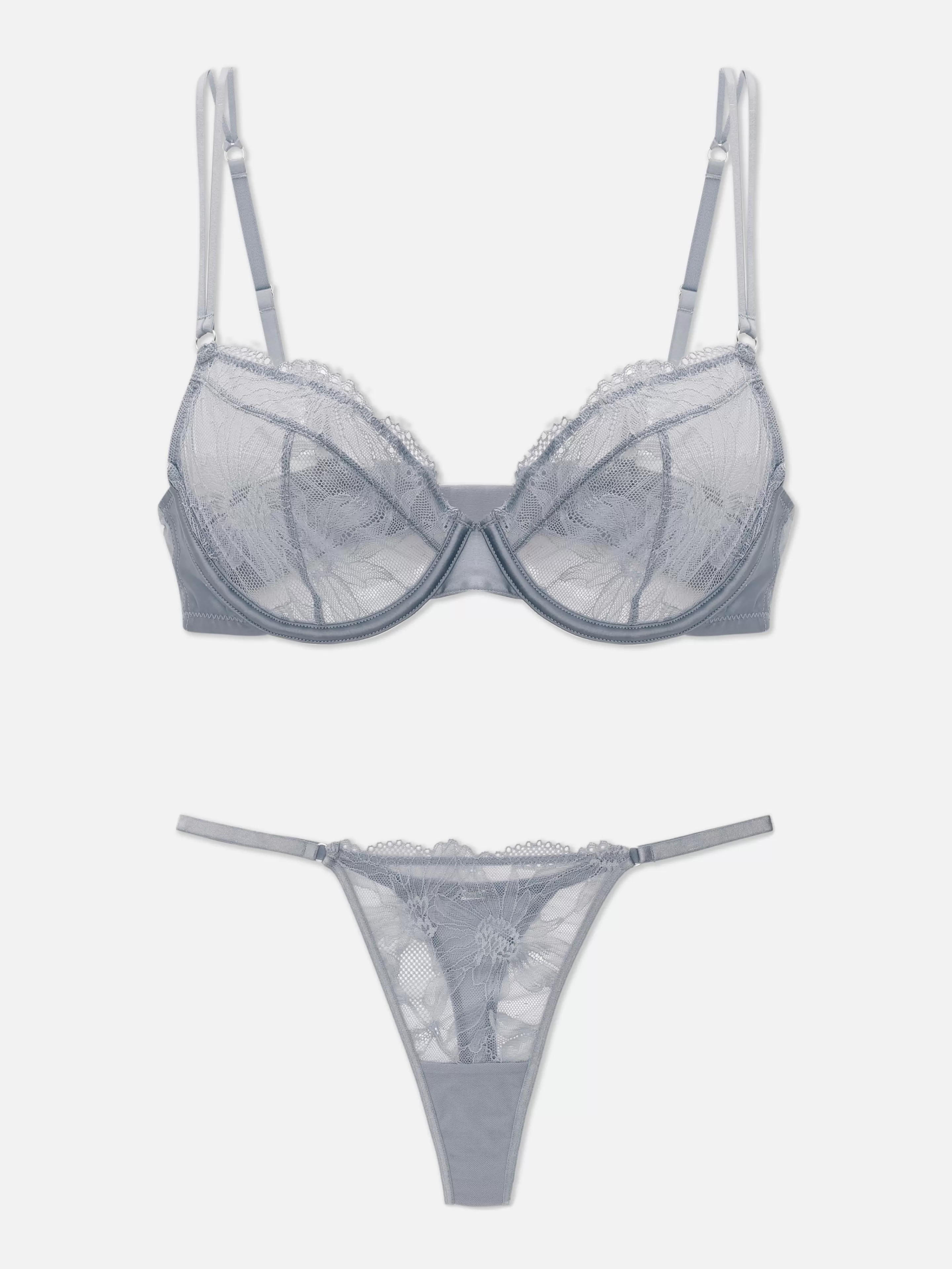 Mujer Primark Sets De Lencería | Conjunto De Sujetador Sin Relleno Y Tanga De Encaje