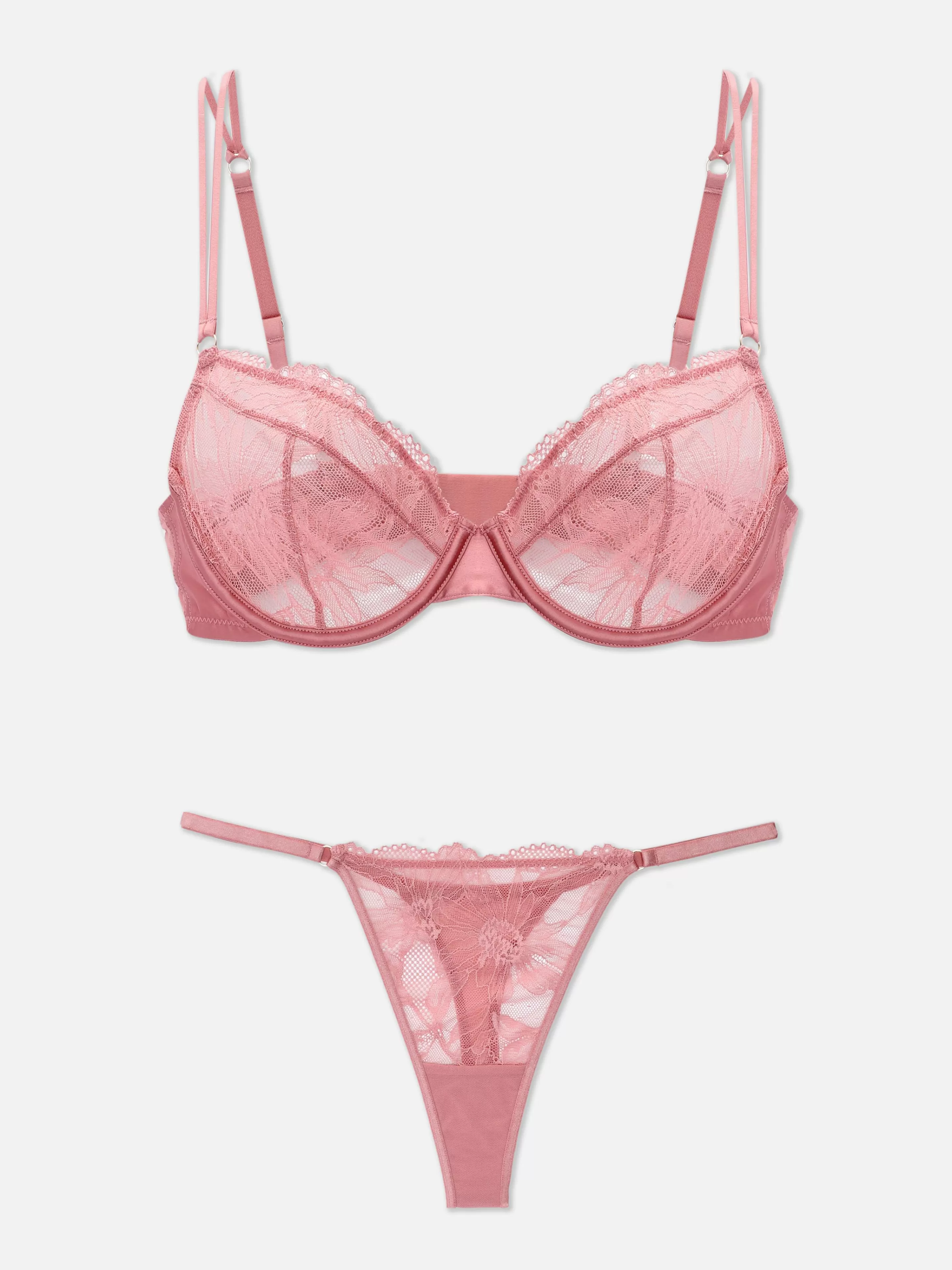 Mujer Primark Sets De Lencería | Conjunto De Sujetador Sin Relleno Y Tanga De Encaje
