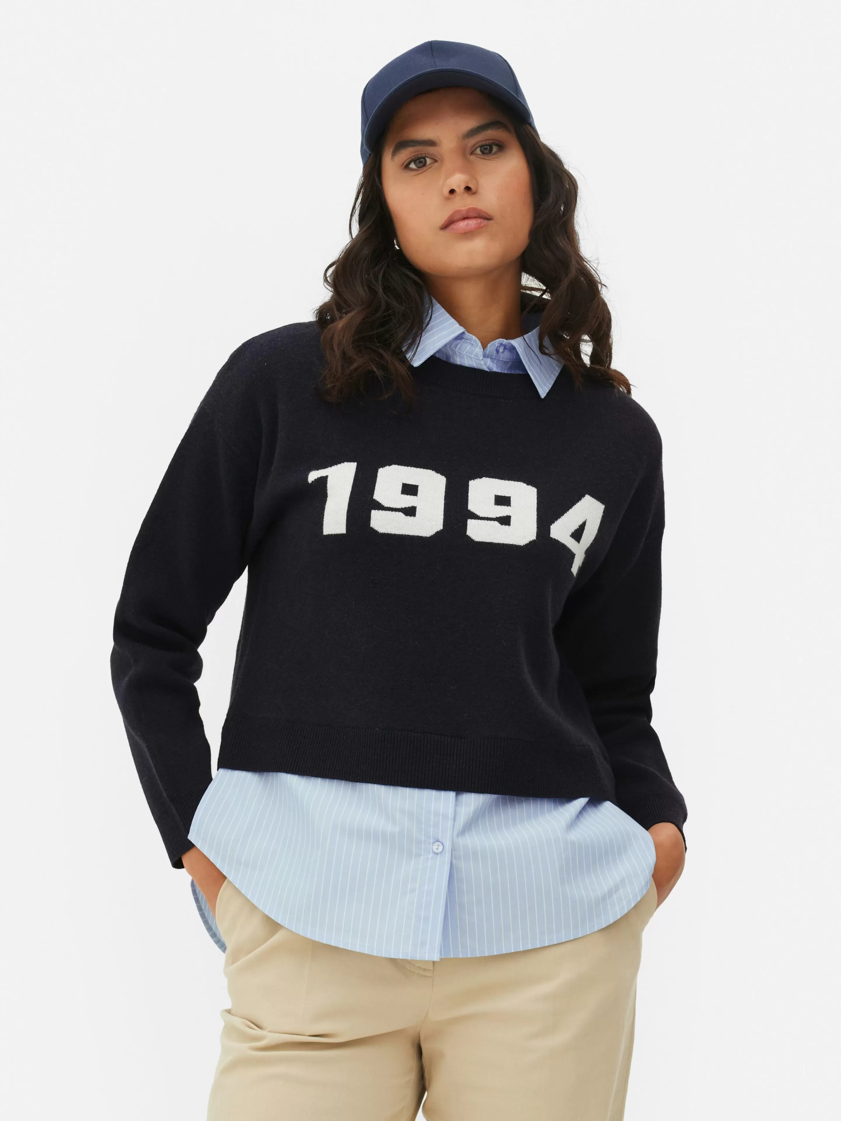 Mujer Primark Jerseys Y Cárdigans | Jersey Y Camisa De Punto Con Eslogan Dos En Uno