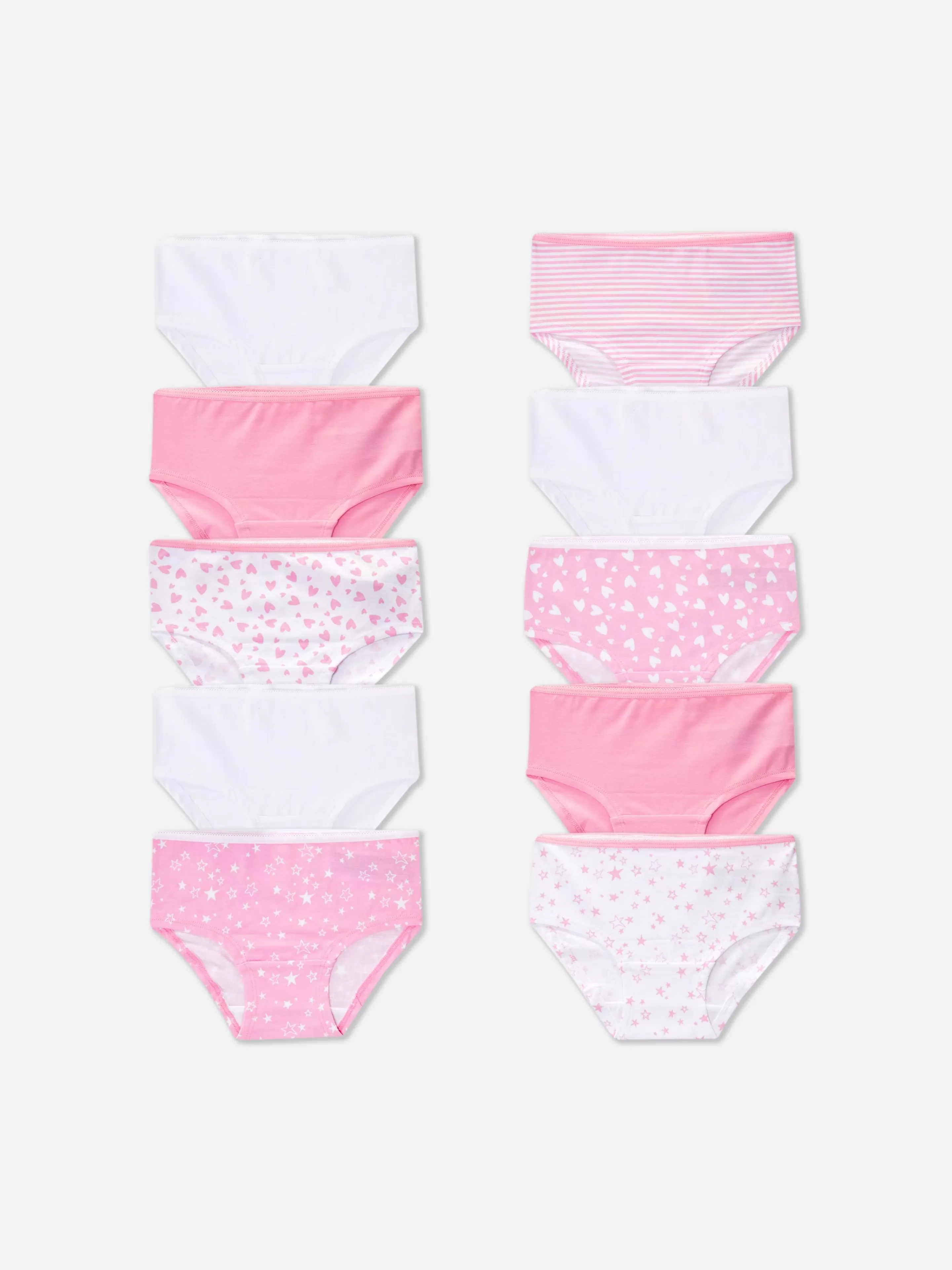 Niños Primark Ropa Interior | Pack De 10 Braguitas Con Corazones Y Estrellas