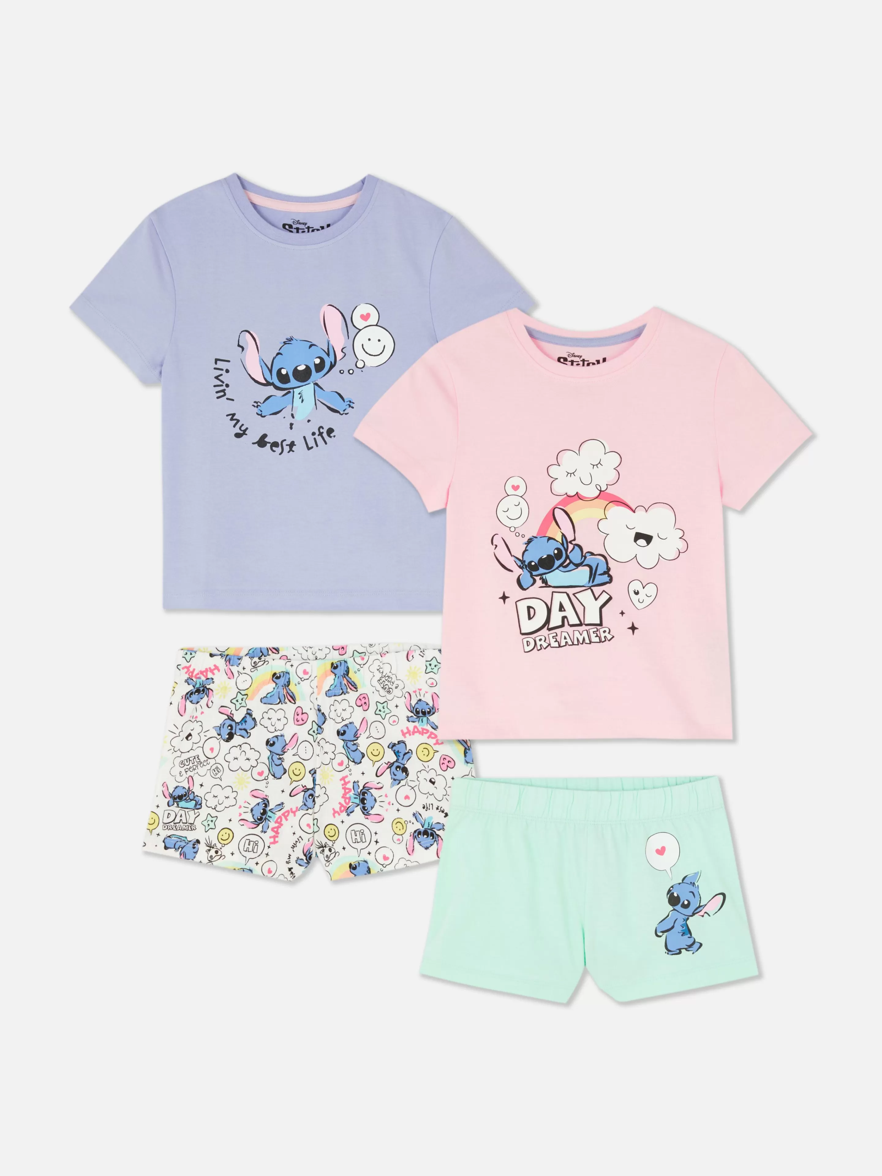 Niños Primark Pijamas Y Ropa Para Dormir | Pack De 2 Pijamas Cortos De Lilo Y Stitch De Disney