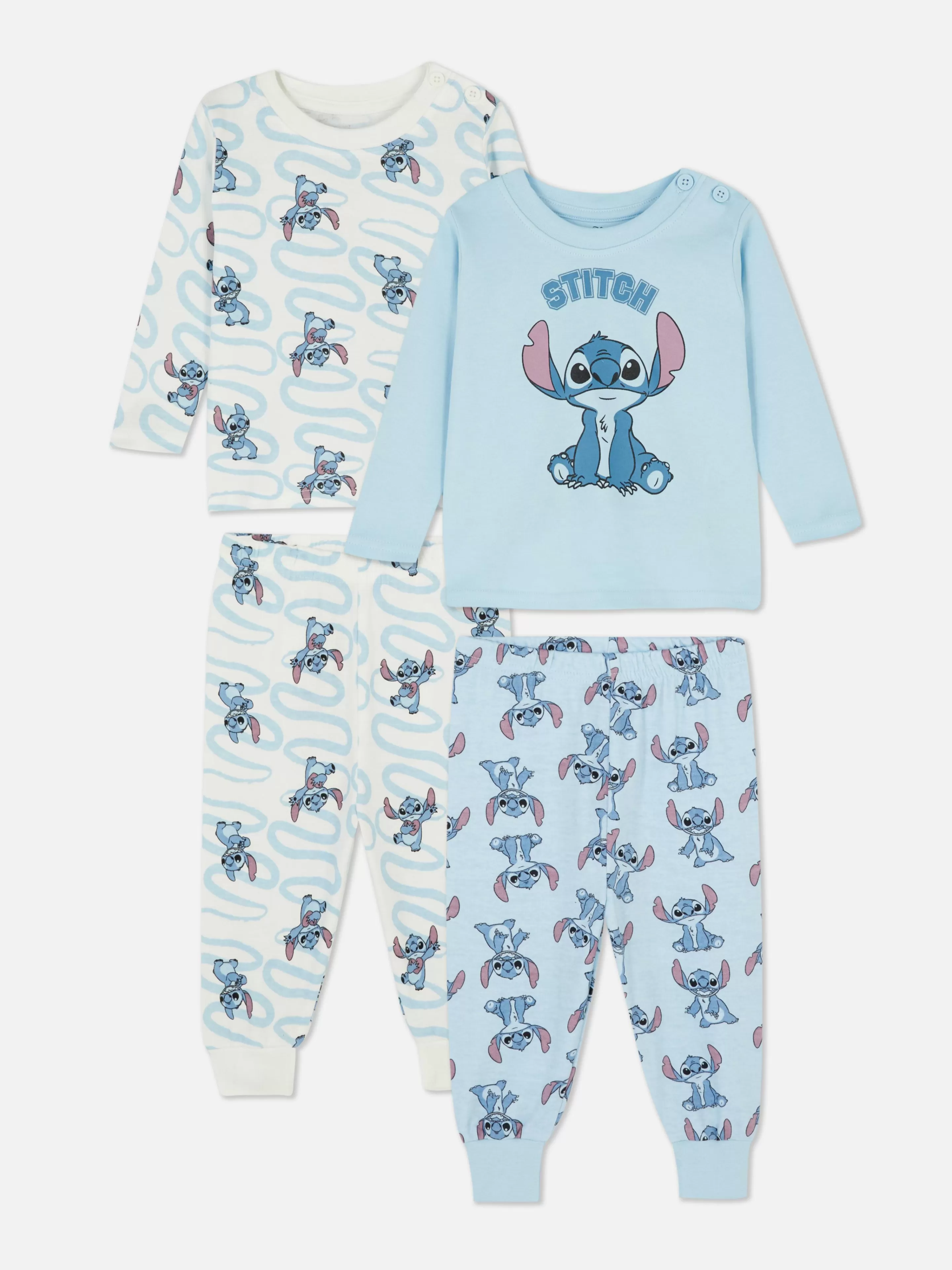 Primark Pijamas Y Ropa Para Dormir | Pijamas Y Ropa Para Dormir | Pack De 2 Pijamas De Manga Larga De Stitch De Disney
