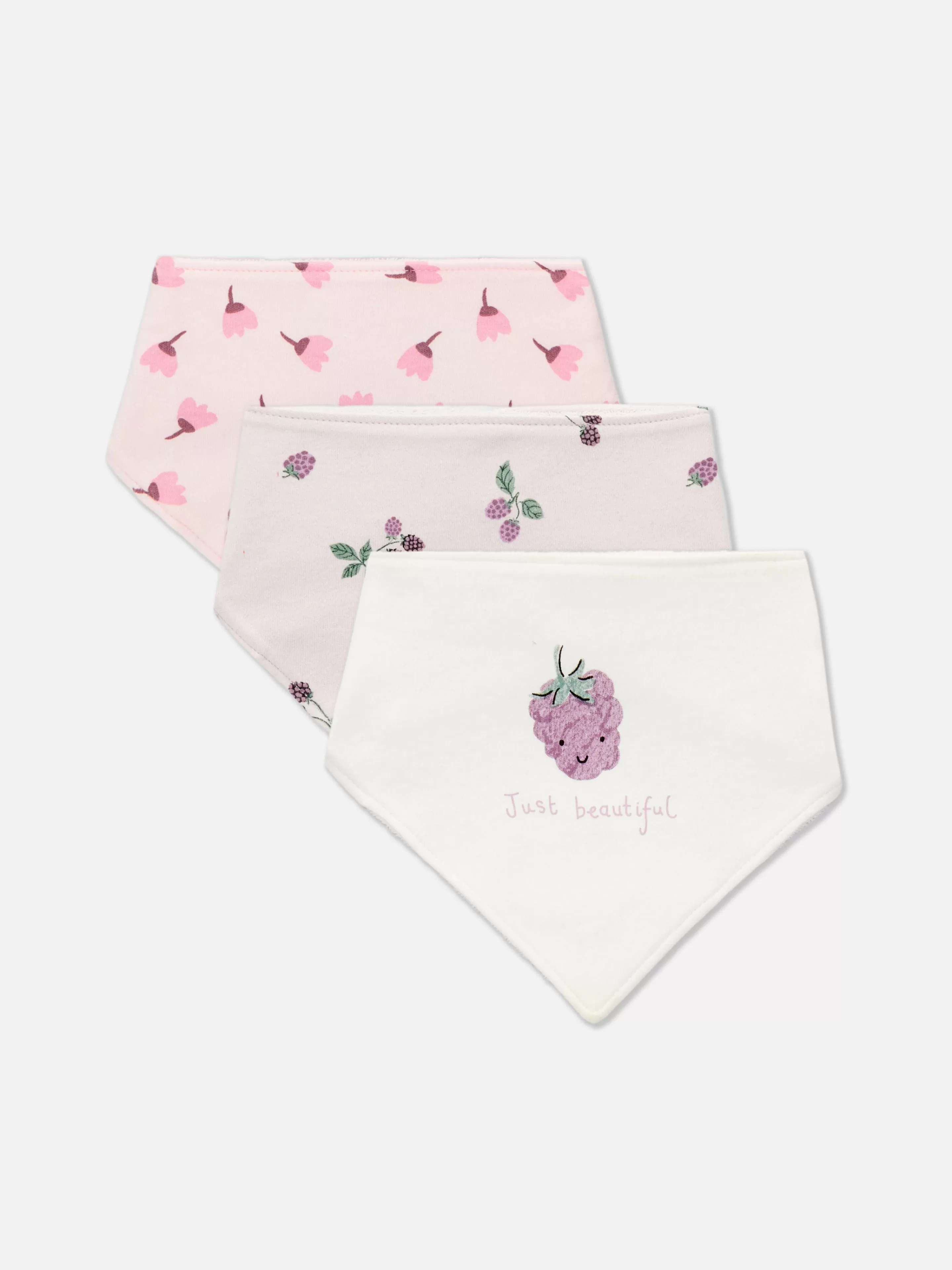 Primark Habitación Bebé | Lactancia | Pack De 3 Baberos Tipo Bandana Con Bayas