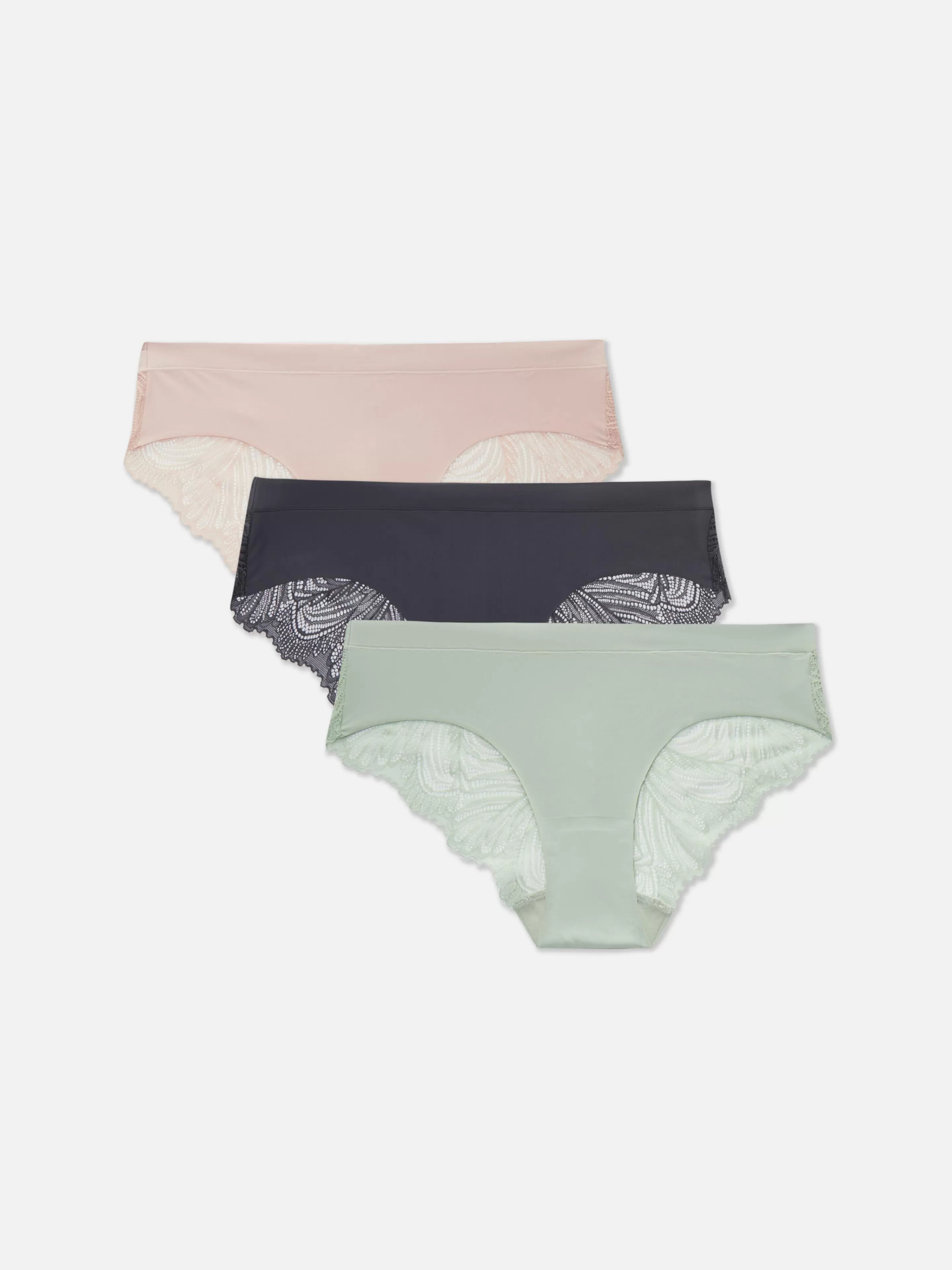 Mujer Primark Bragas | Pack De 3 Braguitas Brasileñas Con Encaje En La Parte Trasera
