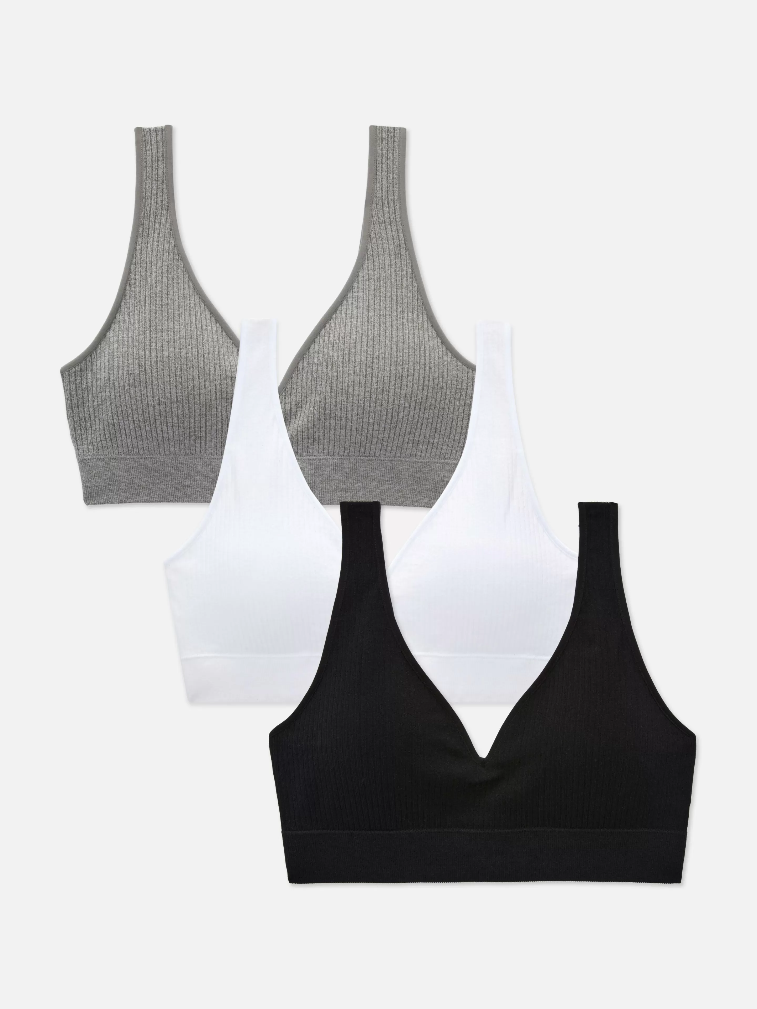 Mujer Primark Sujetadores | Pack De 3 Sujetadores Acanalados Con Escote De Pico