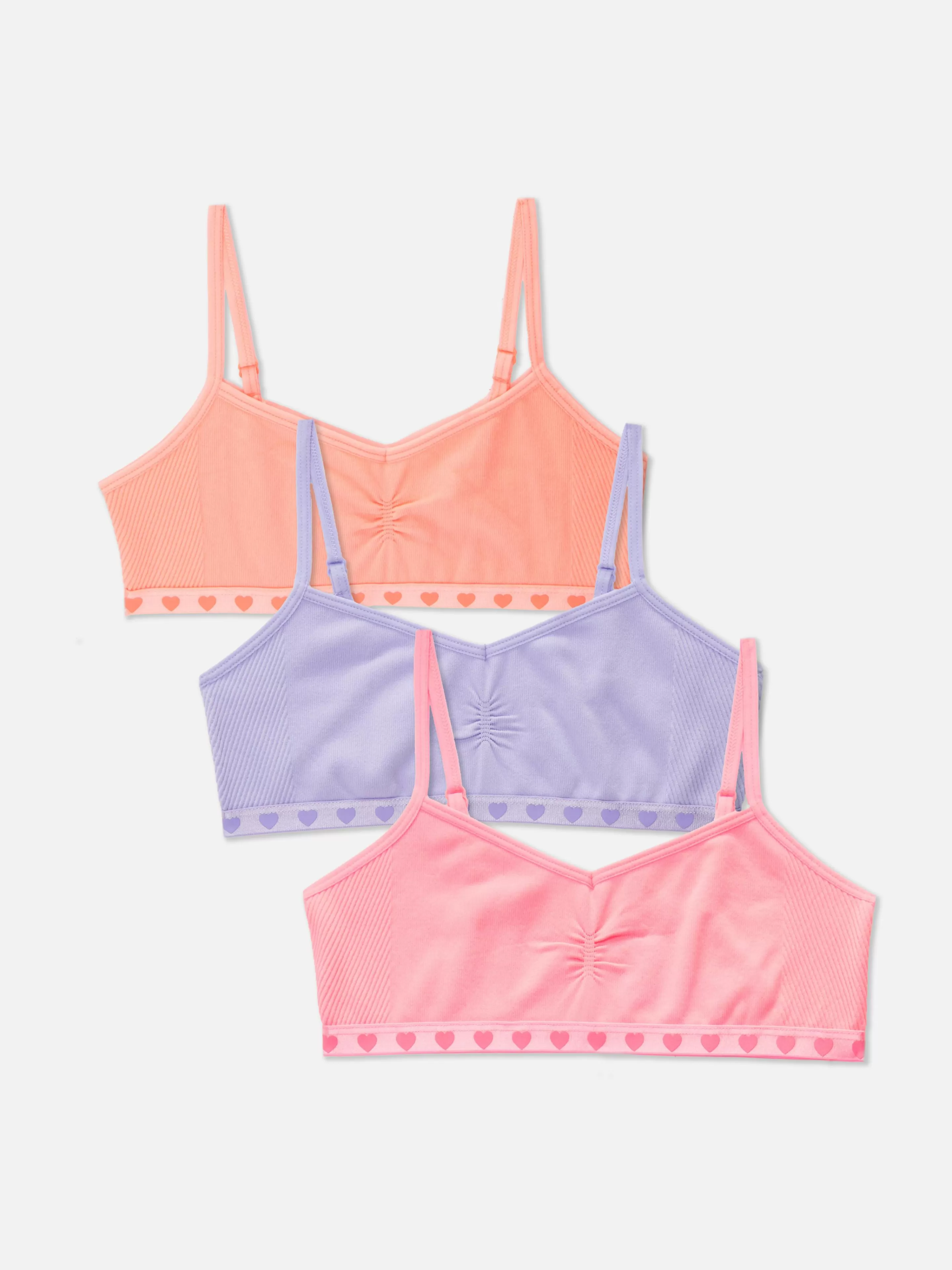 Niños Primark Ropa Interior | Pack De 3 Tops Cortos Sin Costuras Con Corazones