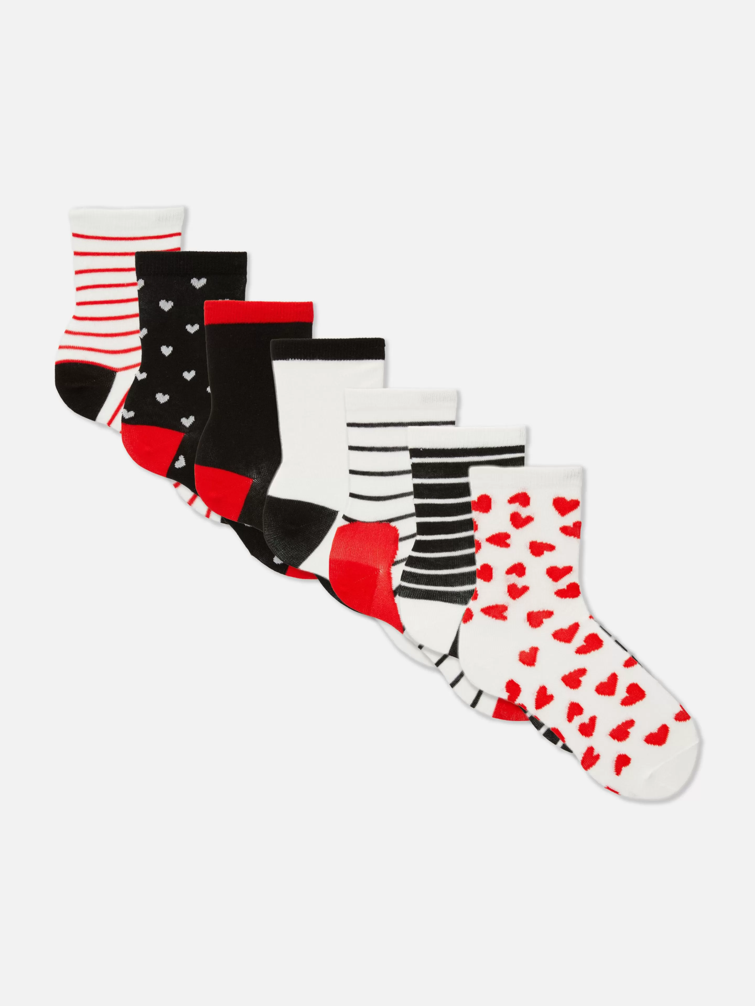 Niños Primark Calcetines Y Medias | Pack De 7 Pares De Calcetines Bajos Con Corazones