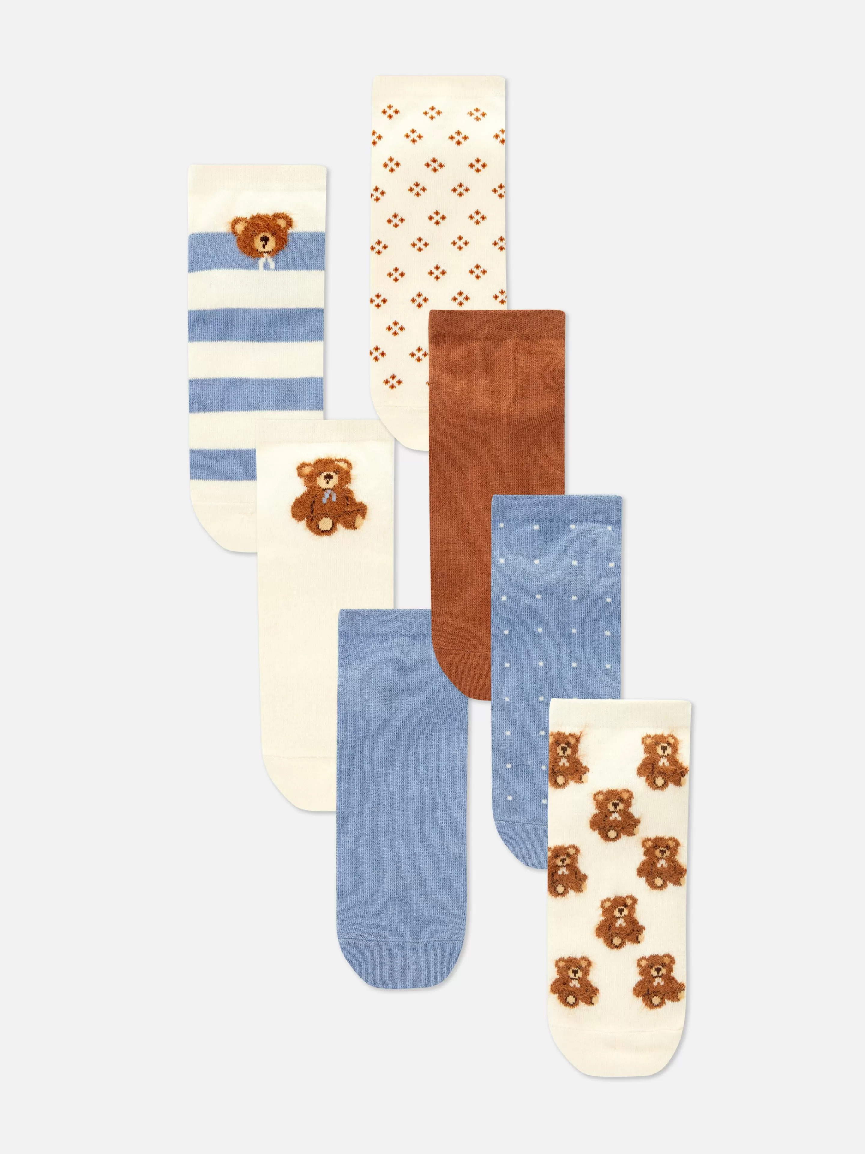 Mujer Primark Calcetines | Pack De 7 Pares De Calcetines Deportivos Con Osito