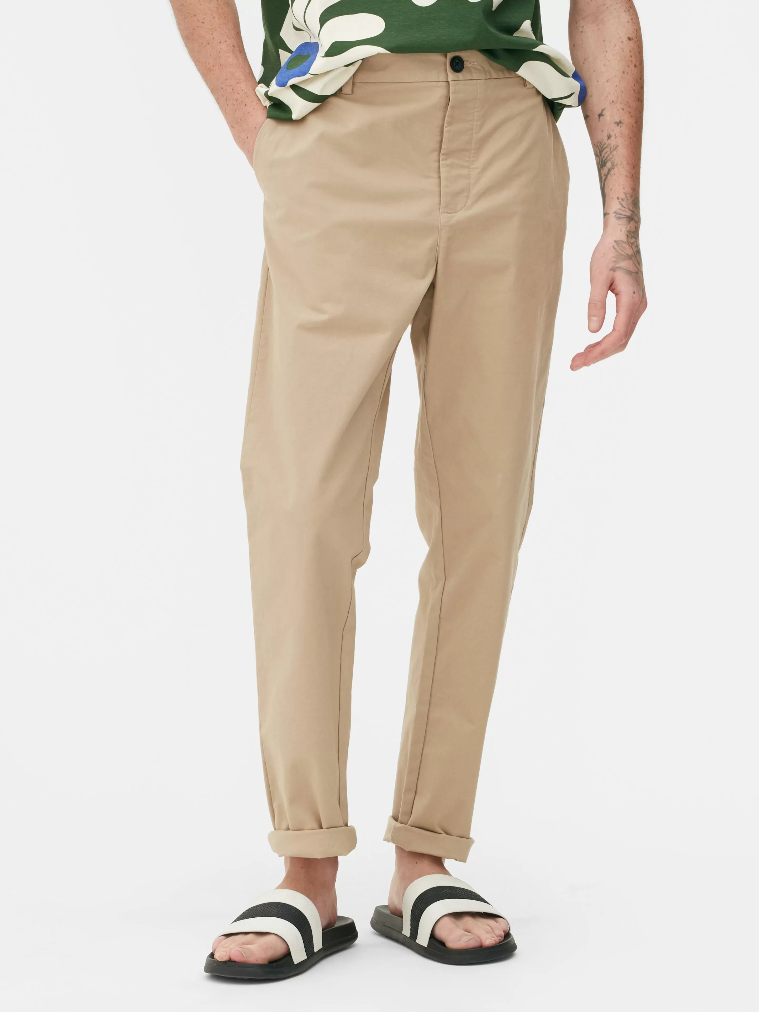 Hombre Primark Pantalón | Pantalón Chino Elástico De Corte Entallado