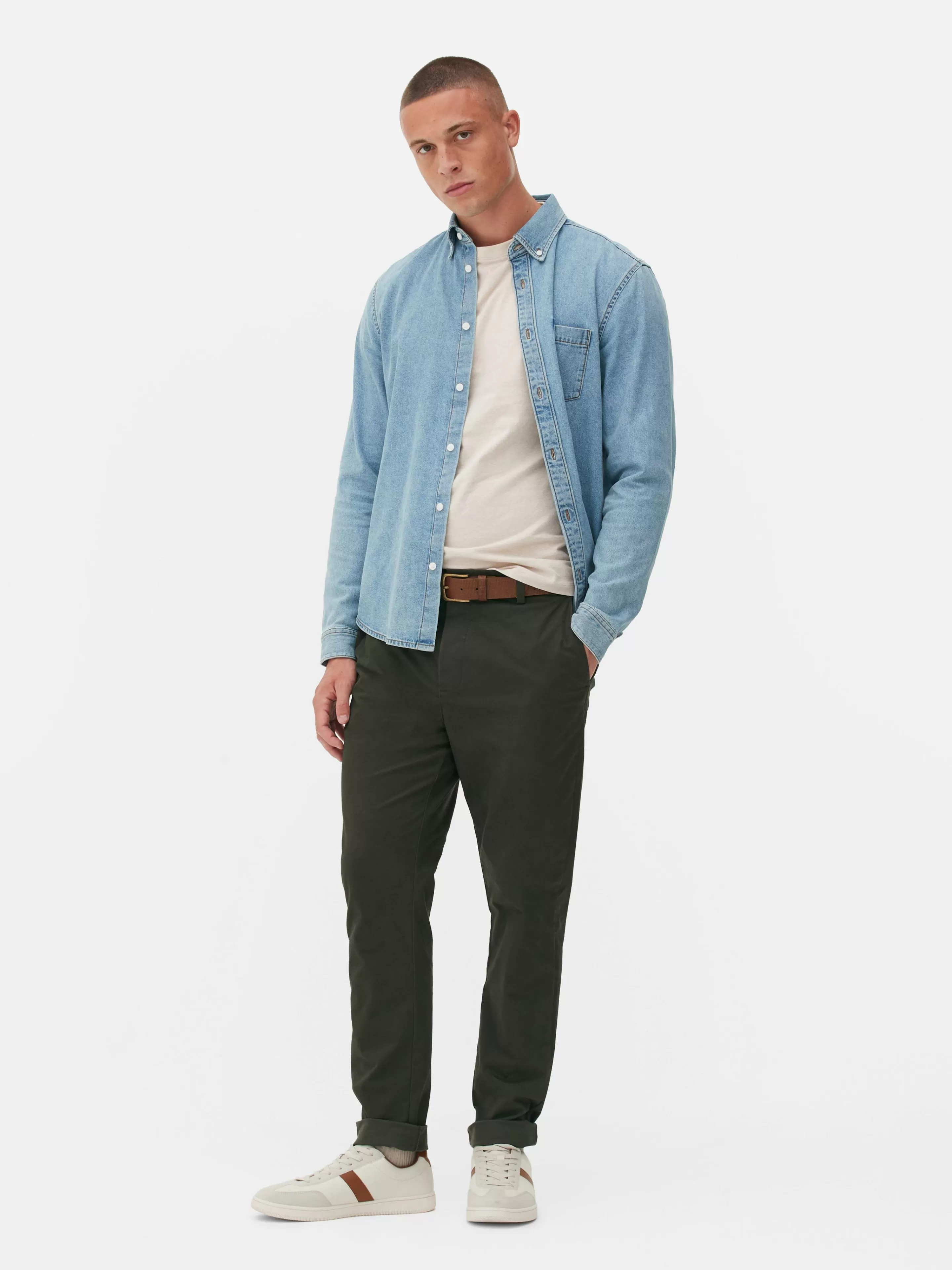 Hombre Primark Pantalón | Pantalones Chinos Elásticos De Corte Entallado