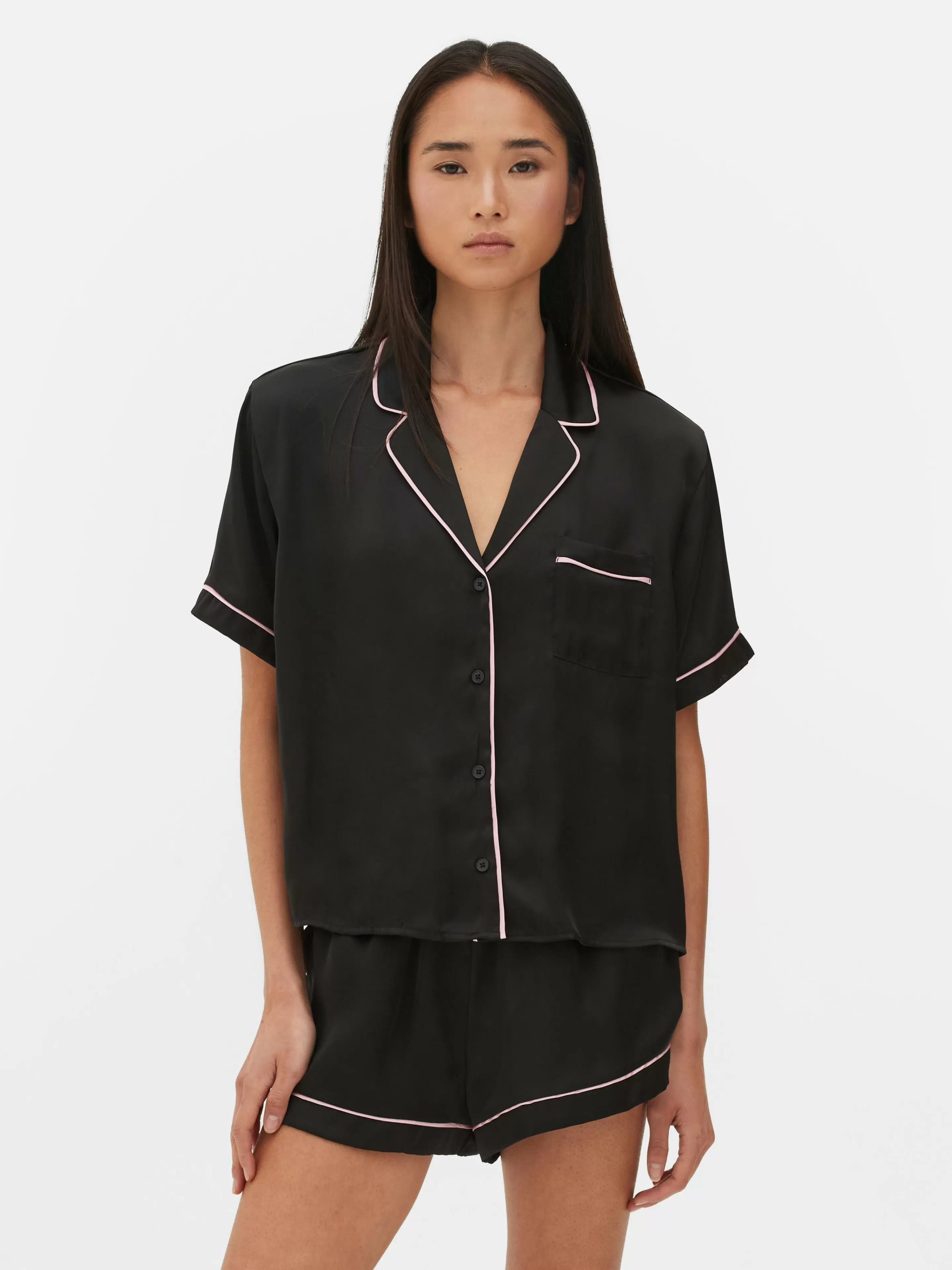 Mujer Primark Sets De Pijamas | Pijama Con Camisa Y Pantalón Corto De Satén