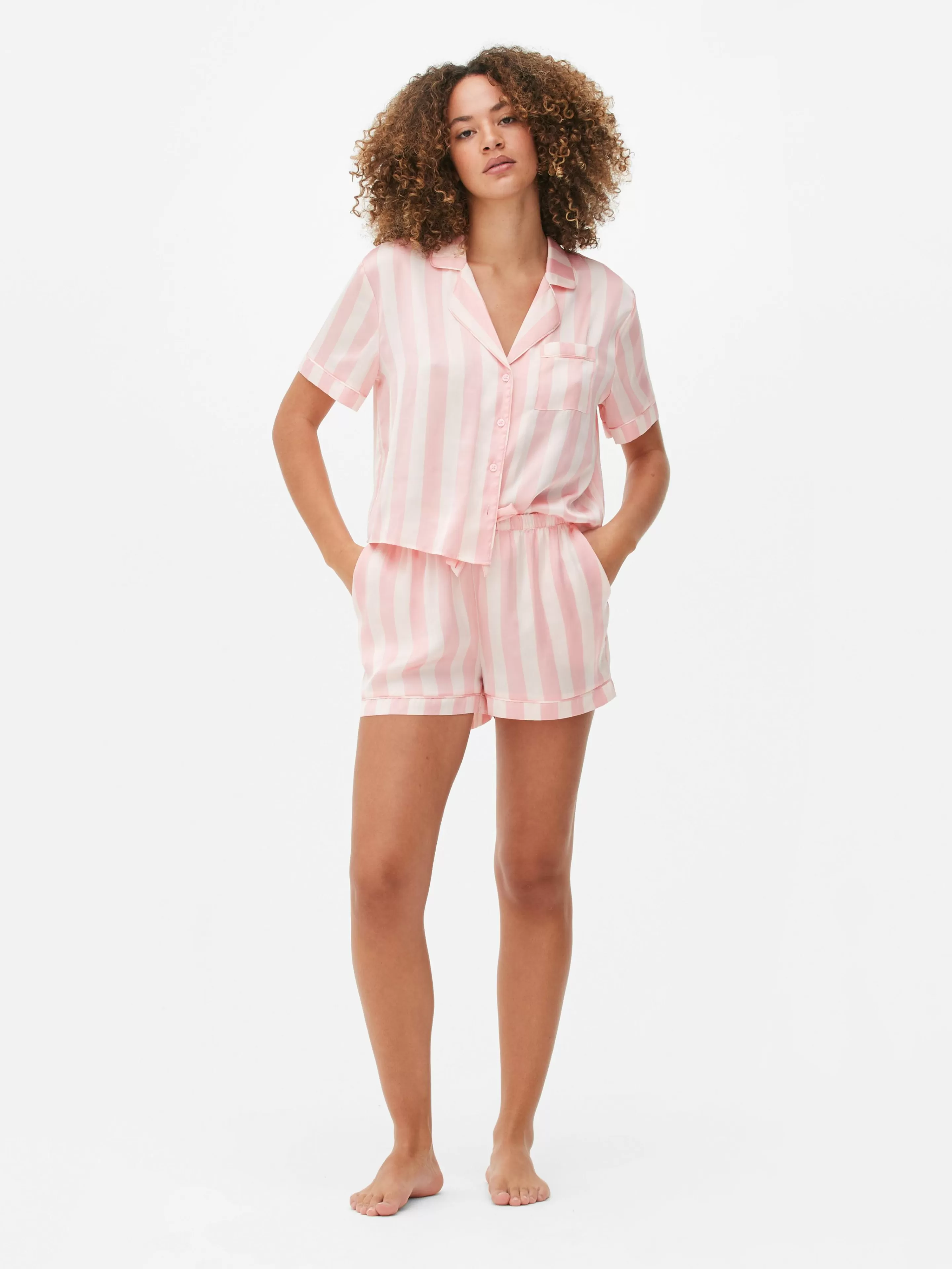 Mujer Primark Sets De Pijamas | Pijama Con Camisa Y Pantalones Cortos De Satén