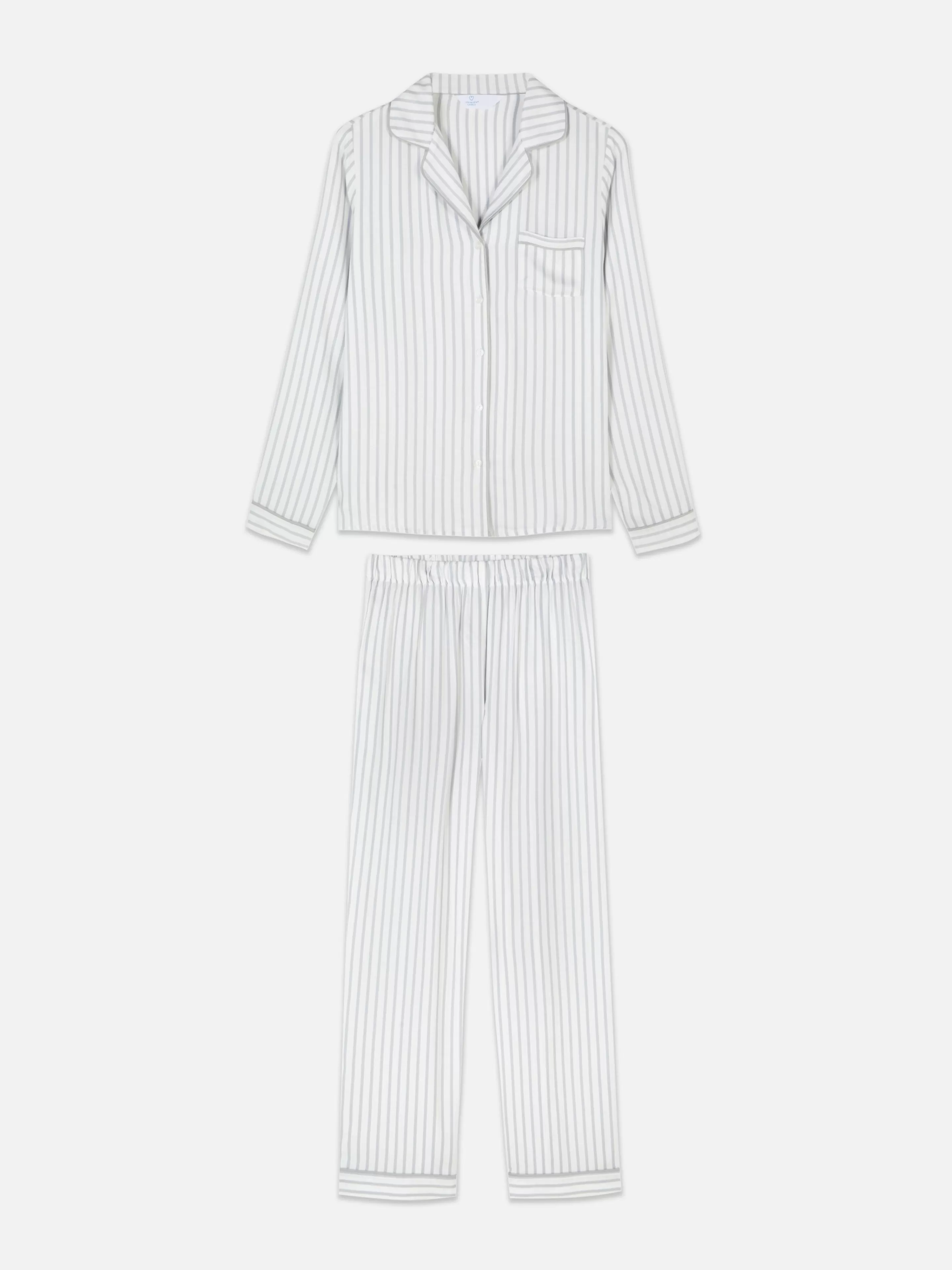 Mujer Primark Sets De Pijamas | Pijama Largo A Rayas De Corte Boyfriend