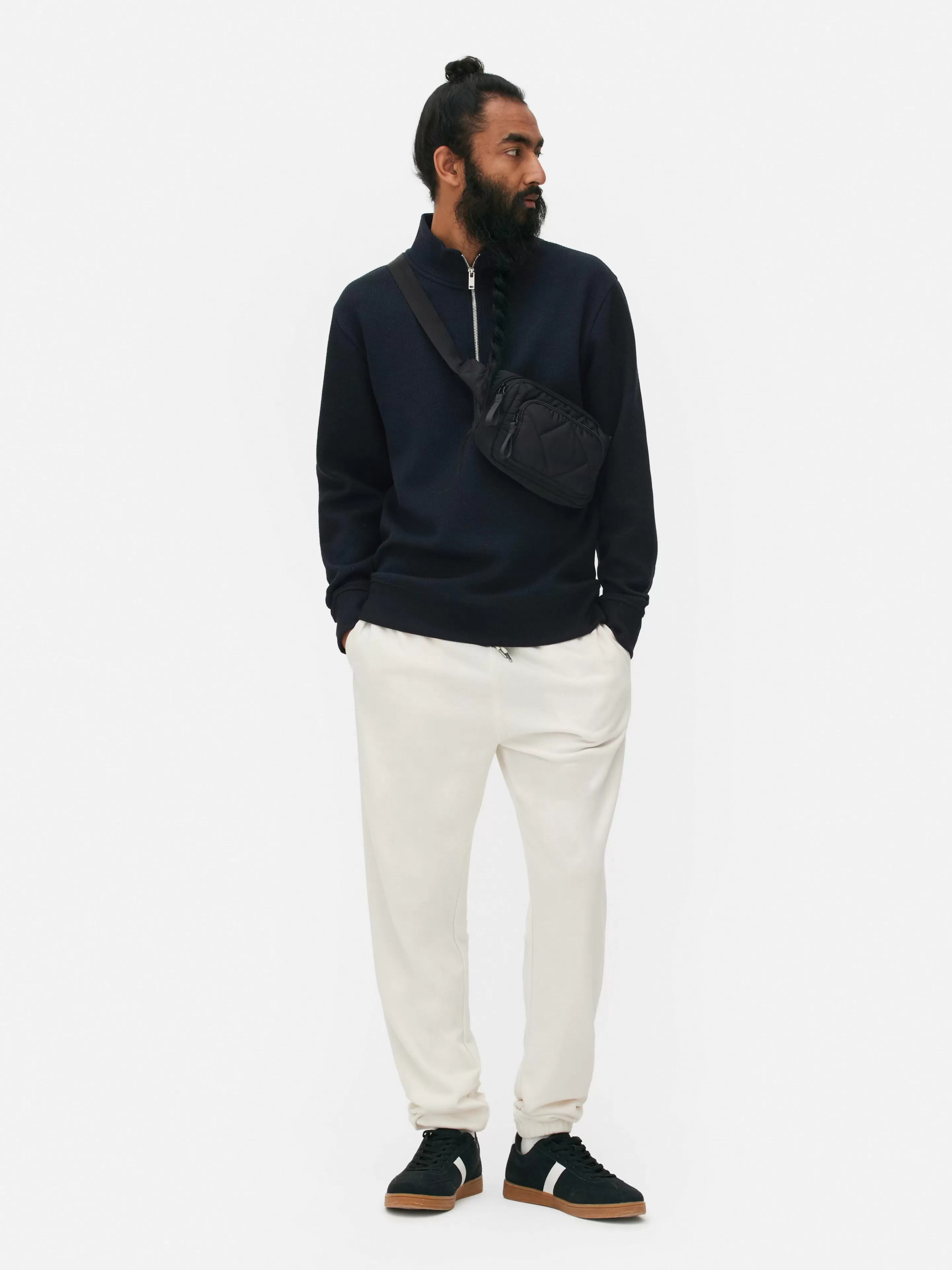 Hombre Primark Sudaderas Con Y Sin Capucha | Sudadera Con Cremallera Y Textura Geométrica