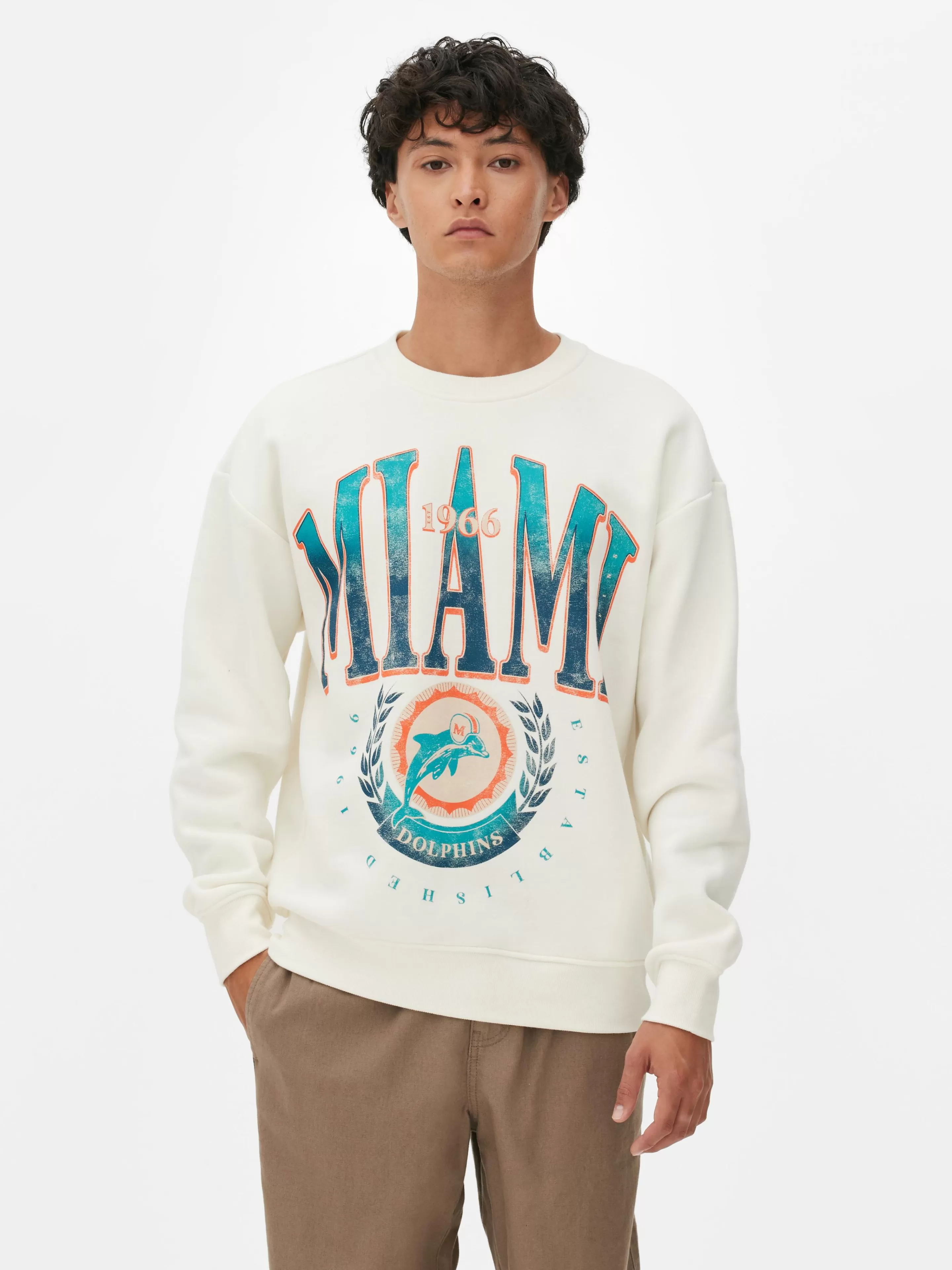 Hombre Primark Camisetas Y Sudaderas Con Estampado Gráfico | Sudaderas Con Y Sin Capucha | Sudadera Con Gráfico De Los Miami Dolphins De La NFL