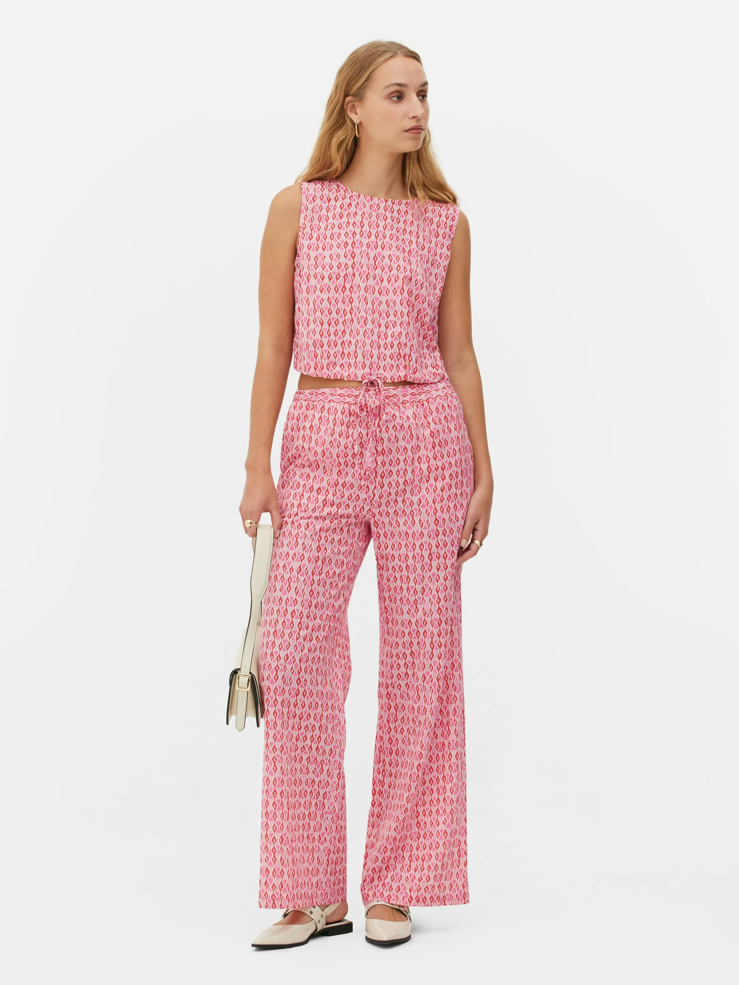Mujer Primark Camisas Y Blusas | Top Estampado Con Cordón De Ajuste En El Bajo